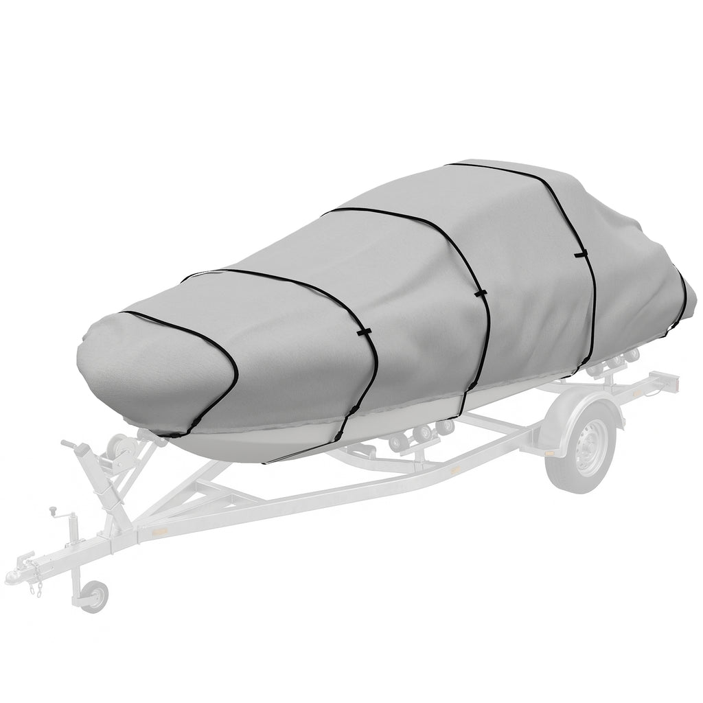 19-20 Ft Trailer Boat Cover, 3000mm Waterproof Universal Boat Cover with Quick-Fasten Buckles, Light Grey
