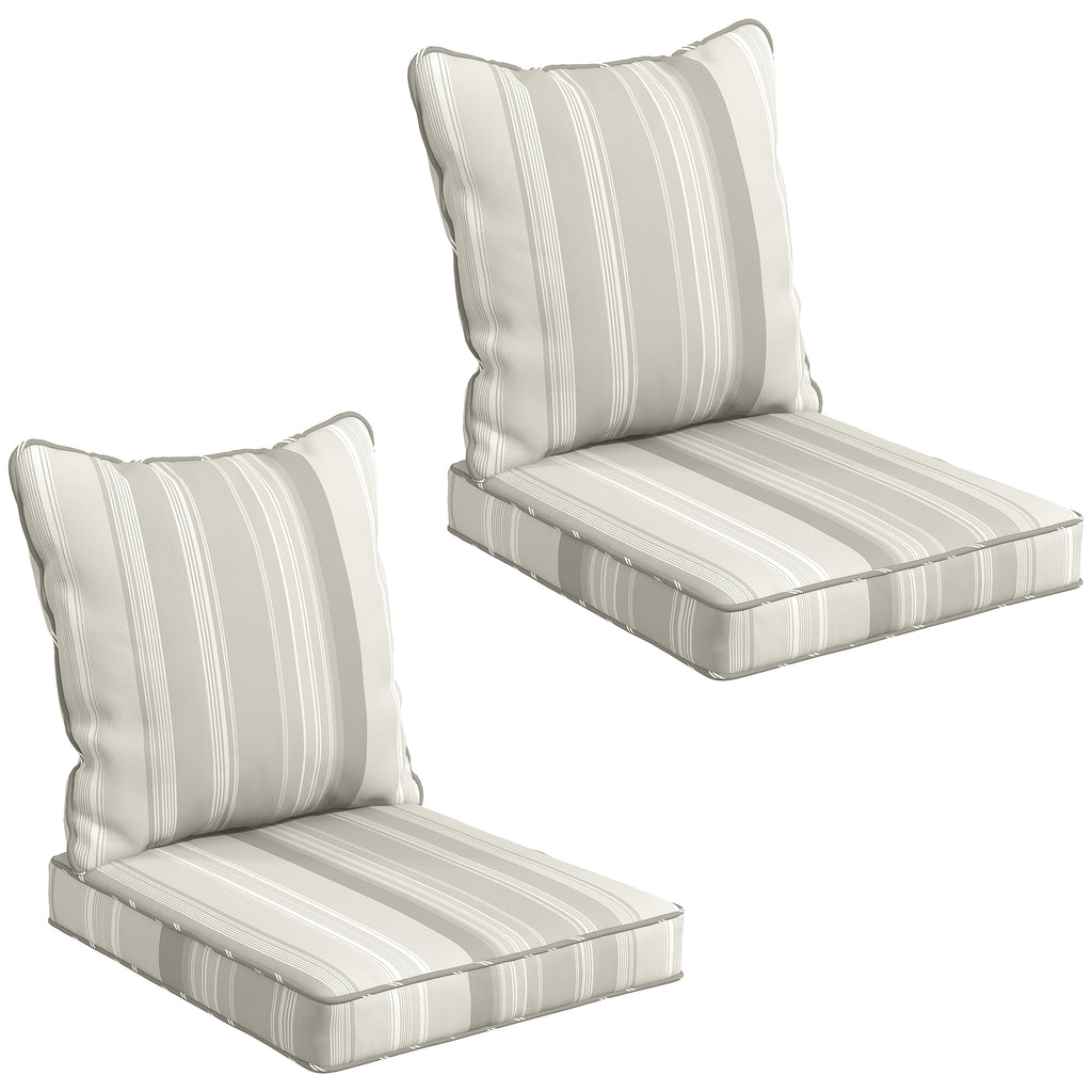 Seat Cushion Back Pillows Replacement Set of 2, Patio Chair Cushions Set for Indoor Outdoor, Grey
