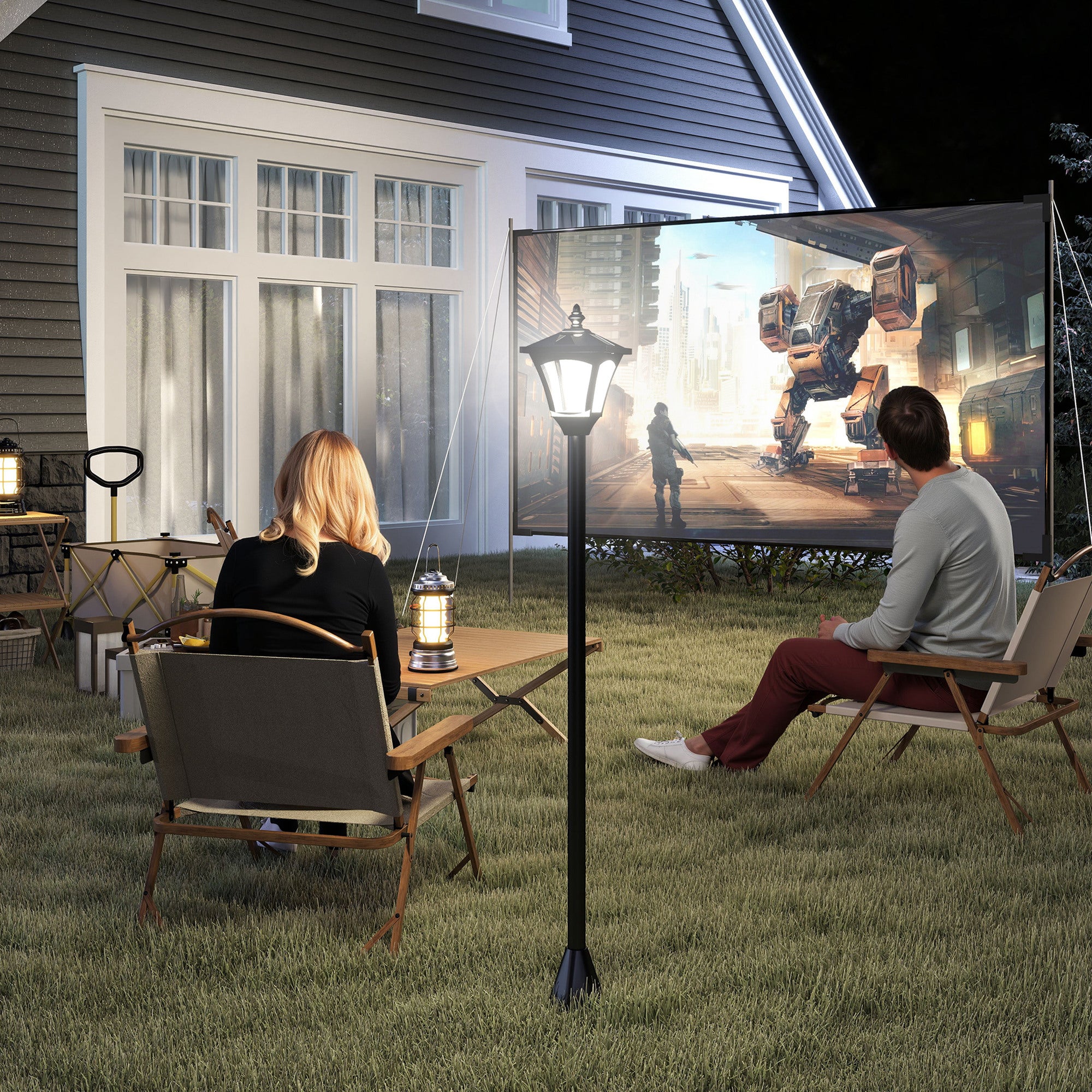 Single Solar Lamp Post Garden Solar-Powered LED Streetlight Style Outdoor Light Waterproof 5-6 Hours with Base for Lawn Pathway Walkway 47"H, Black