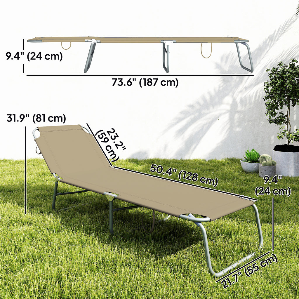 Folding Outdoor Lounge Chair Reclining Tanning Chair with Breathable Mesh Fabric for Patio Garden Pool, Brown