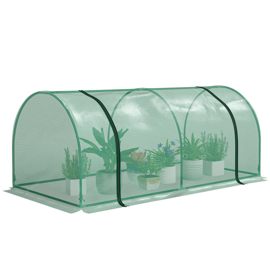 Mini Greenhouse Portable Hot House for Plants with Zippered Doors for Outdoor, Indoor, 79" x 39" x 32", Green
