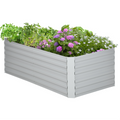 Galvanized Raised Garden Bed, Steel Outdoor Planters with Reinforced Rods, 71" x 35" x 23", Light Grey