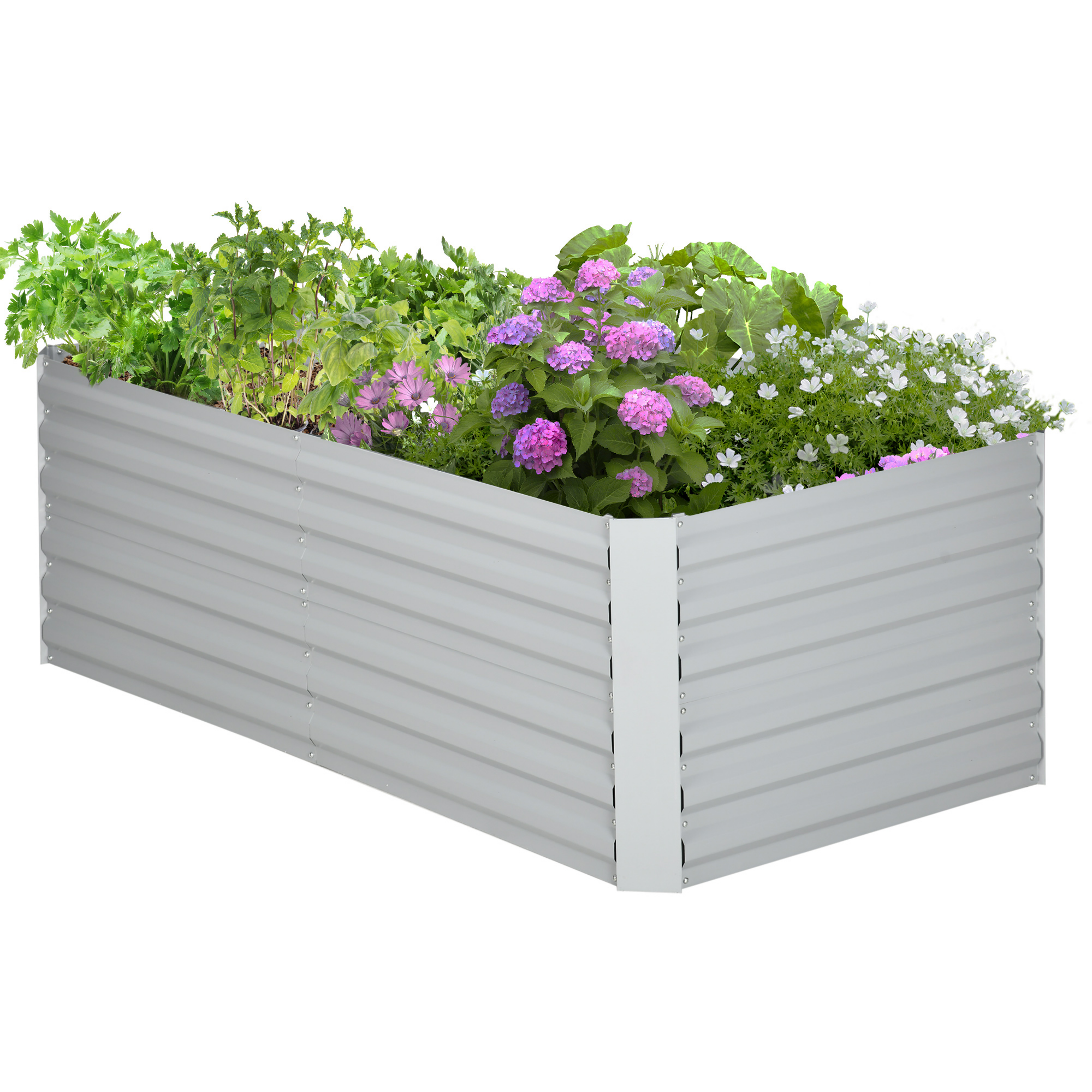 Galvanized Raised Garden Bed, Steel Outdoor Planters with Reinforced Rods, 71" x 35" x 23", Light Grey