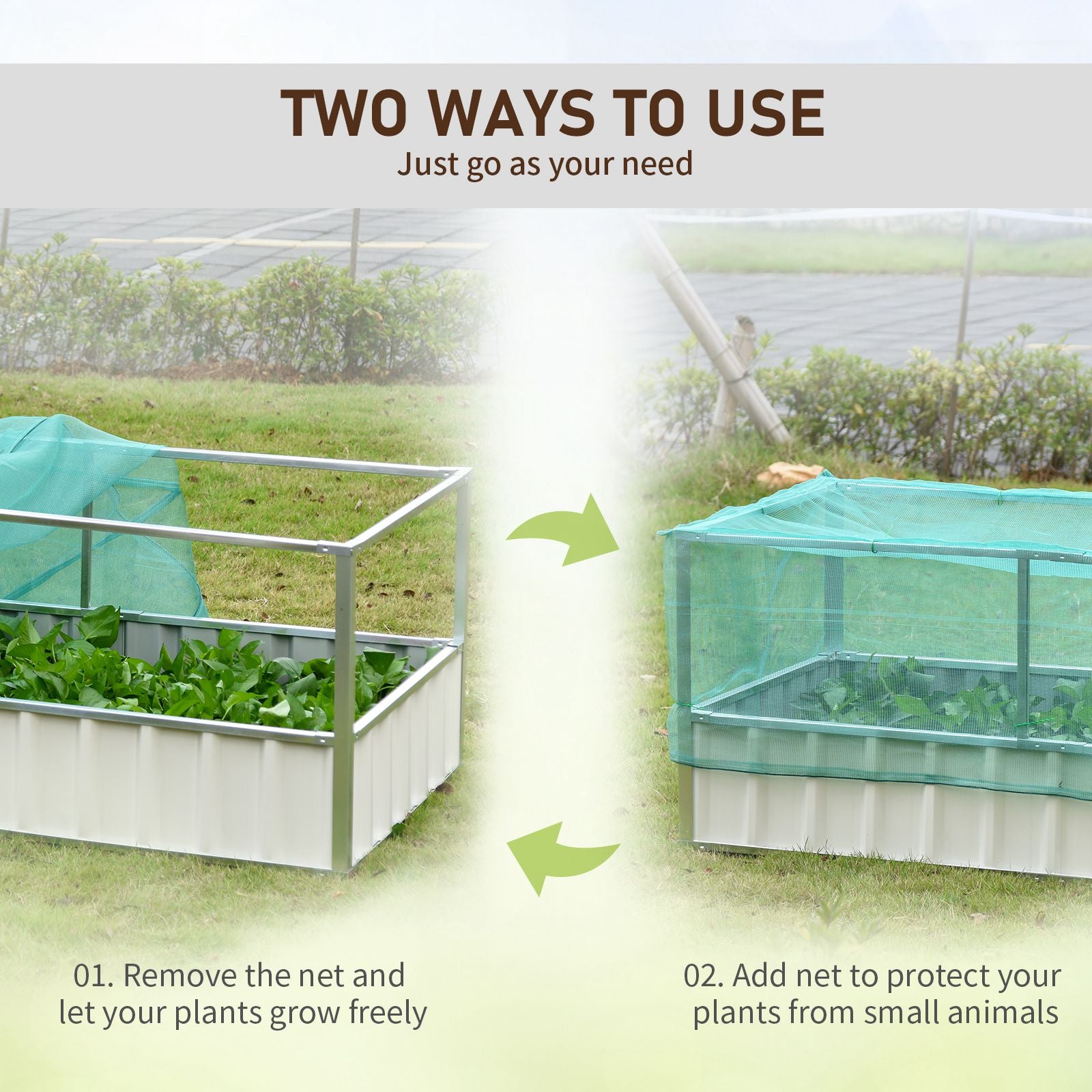 Raised Garden Bed, 5.7 x 3 x 2.3ft Steel Planter Box Outdoor with Cover, Gloves for Growing Vegetables, Flowers, Herbs, Green