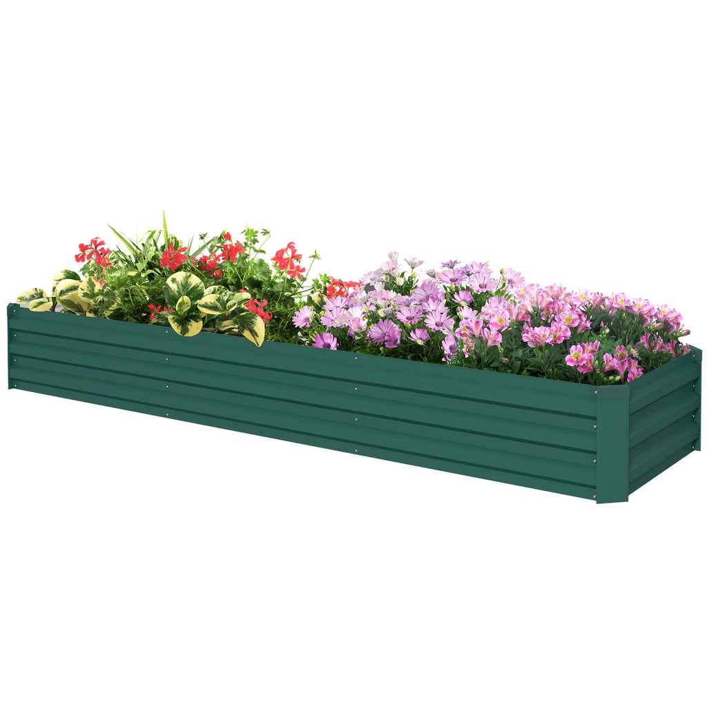 8'x2'x1' Galvanized Raised Bed, Large Elevated Planter Box for Growing Flowers, Herbs and Vegetables, Green