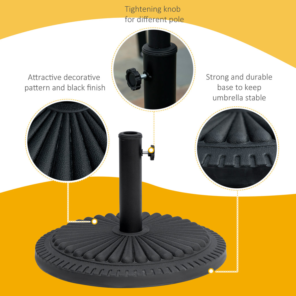 Patio Umbrella Base Stand, Round Cement Parasol Holder for Outdoor, Patio, Garden, Beach, Fits Î¦1.4", Î¦1.5" and Î¦ 2" Pole, Black