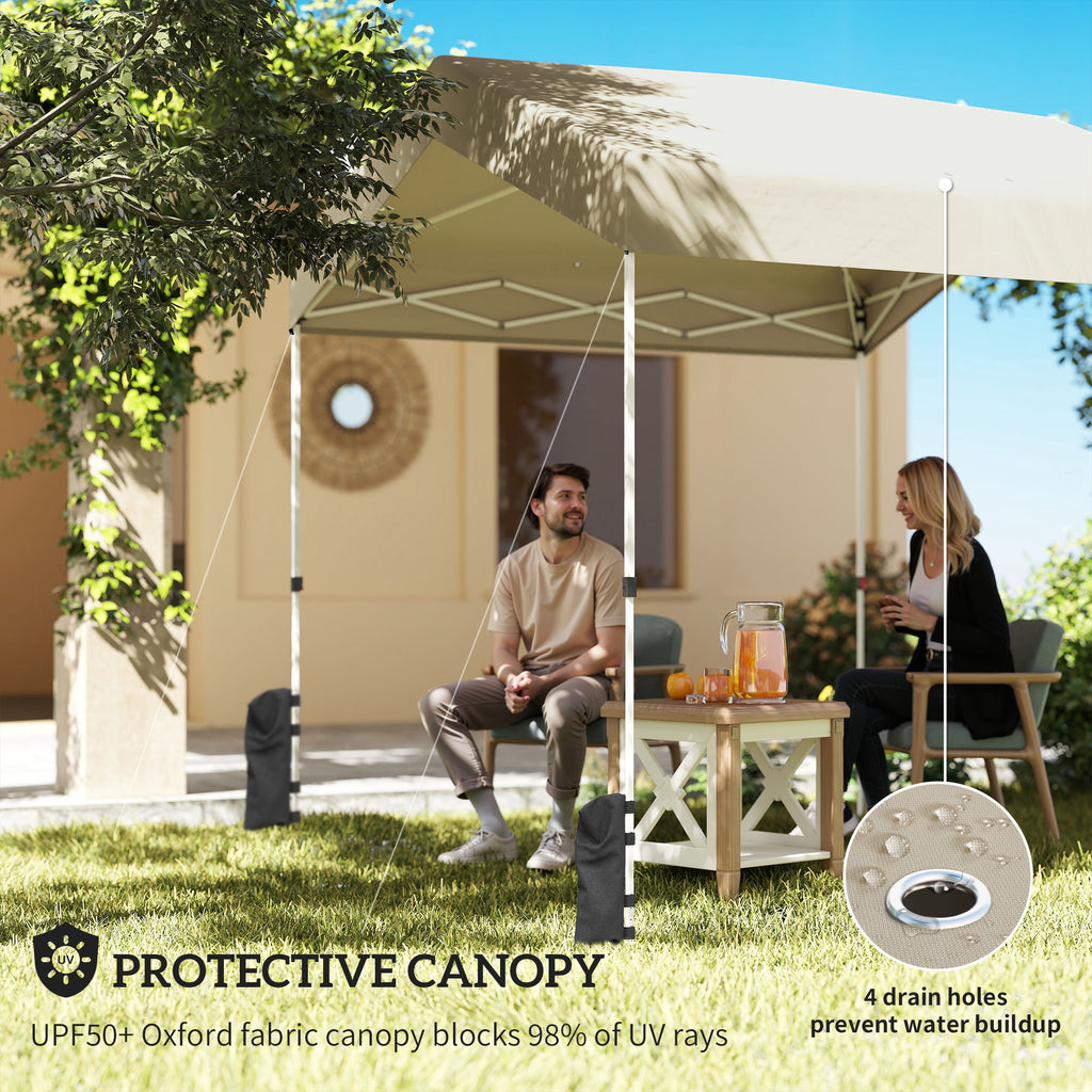 8 x 8 ft Pop Up Canopy Tent with 1-Button Push Easy Setup, UPF 50+ A-Frame Outdoor Instant Canopy, Beige
