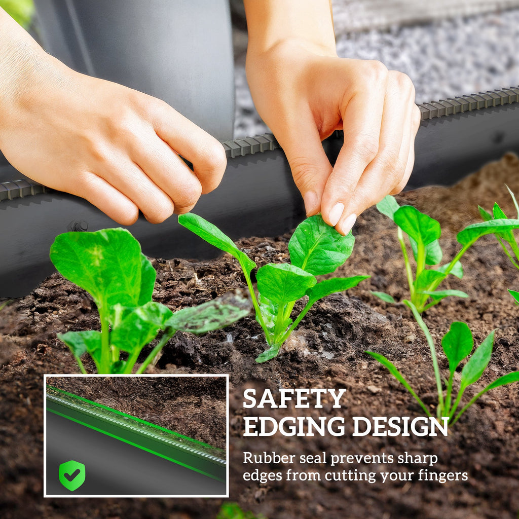 7.9 x 2 x 1ft Galvanized Raised Garden Bed Kit, Metal Planter Box with Safety Edging, Black