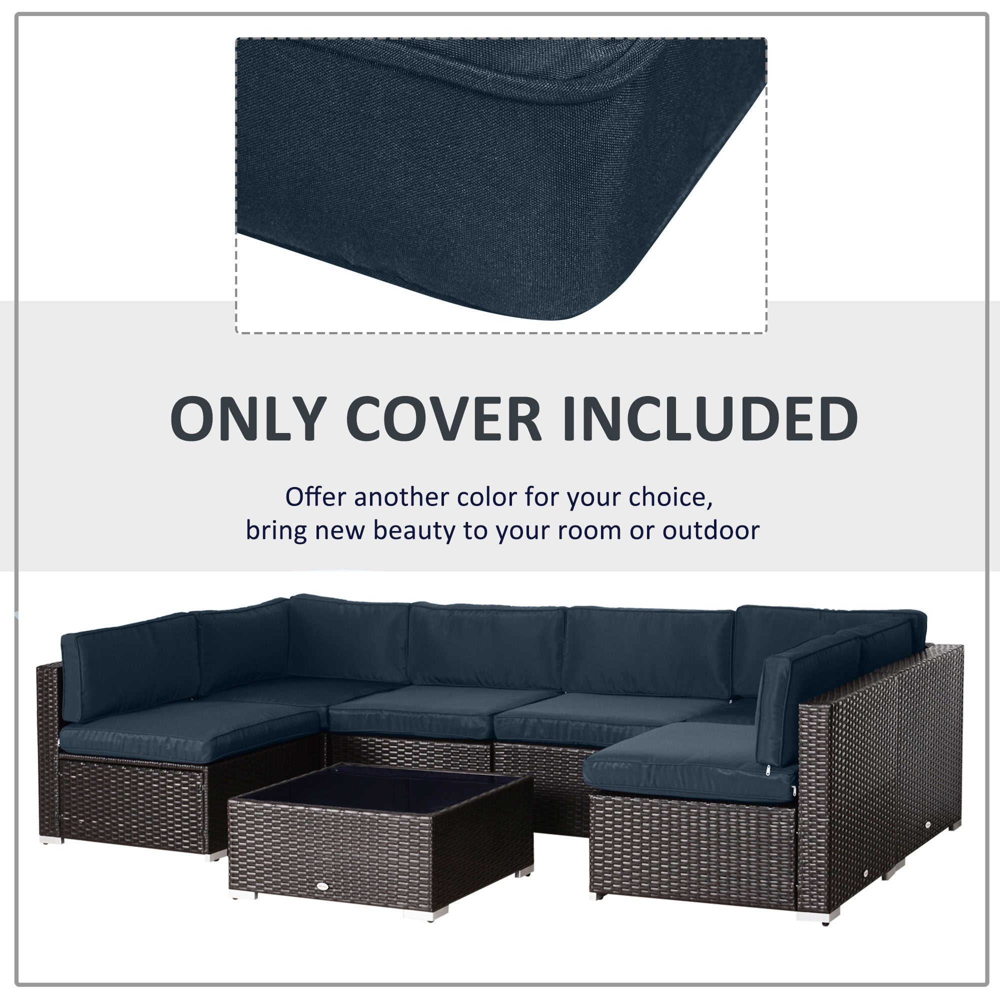 Outdoor Patio Rattan Sofa Set Cushion Polyester Cover Replacement- No Cushion Included