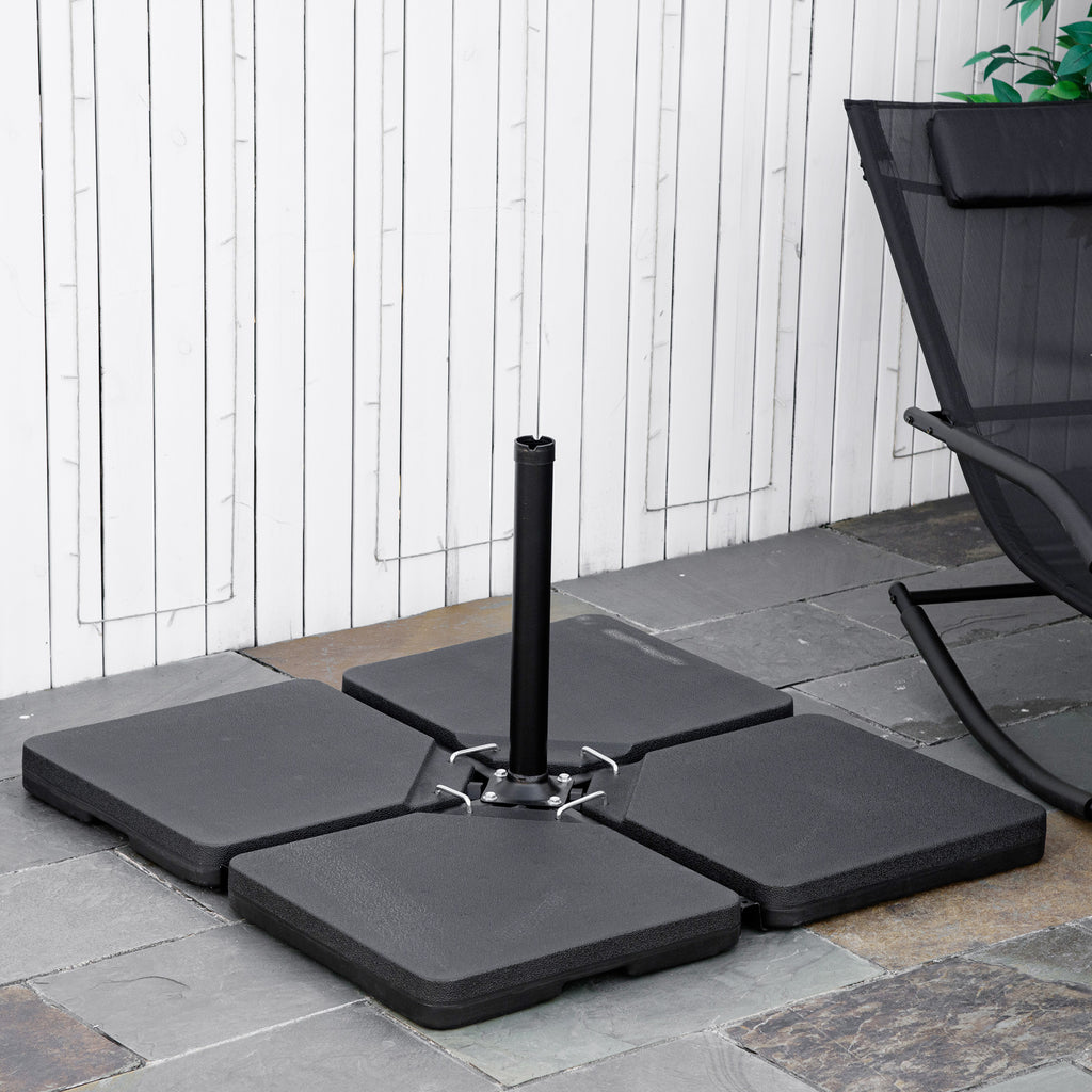 Set of 4 Parasol Base Stand Weights for Banana Hanging Cantilever Umbrella, Can Be Filled with Sand or Water, Black