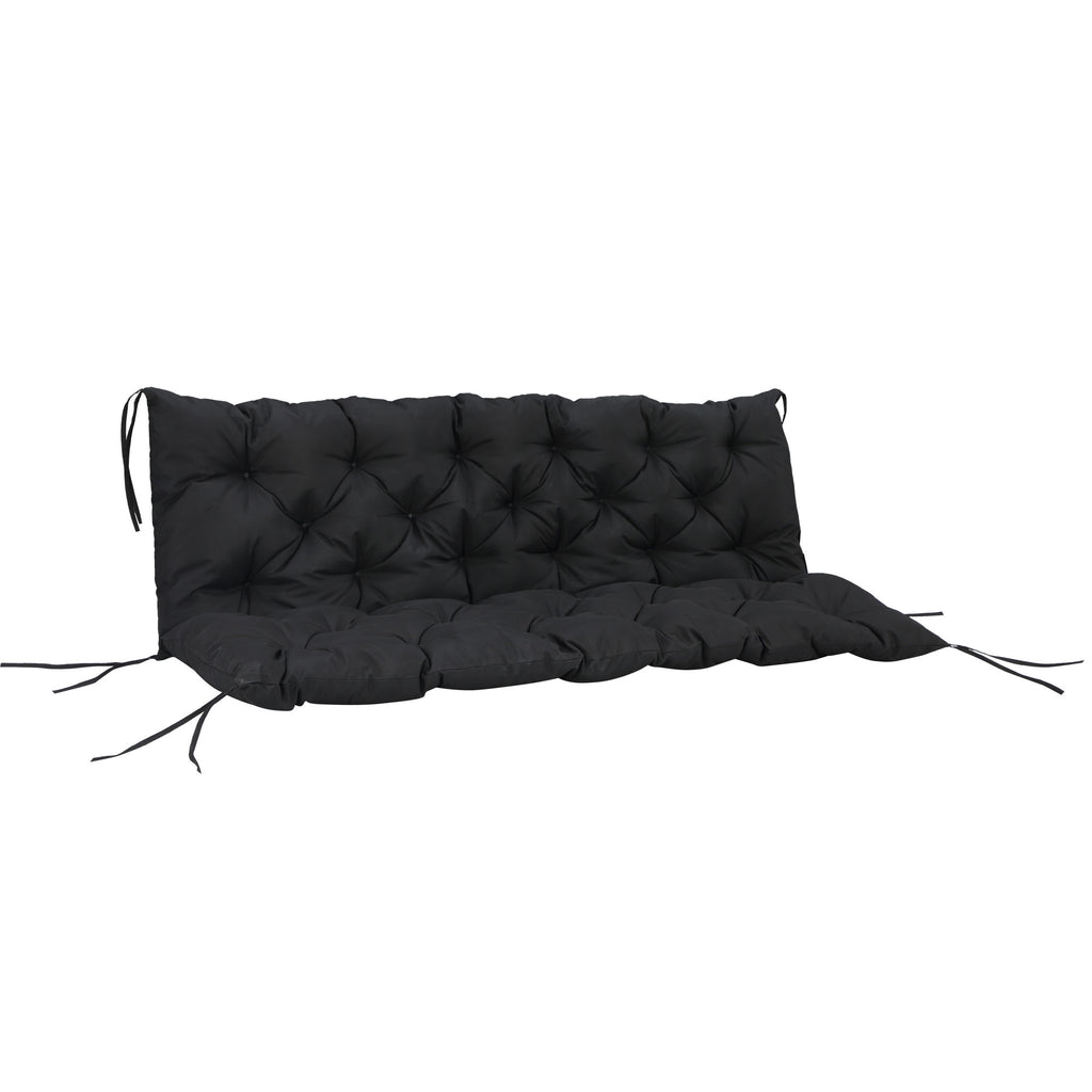 Porch Swing Cushion Garden Bench Cushion with Backrest, Non-Slip 3-Seater Soft Pad, 59.1" x 38.6", Black