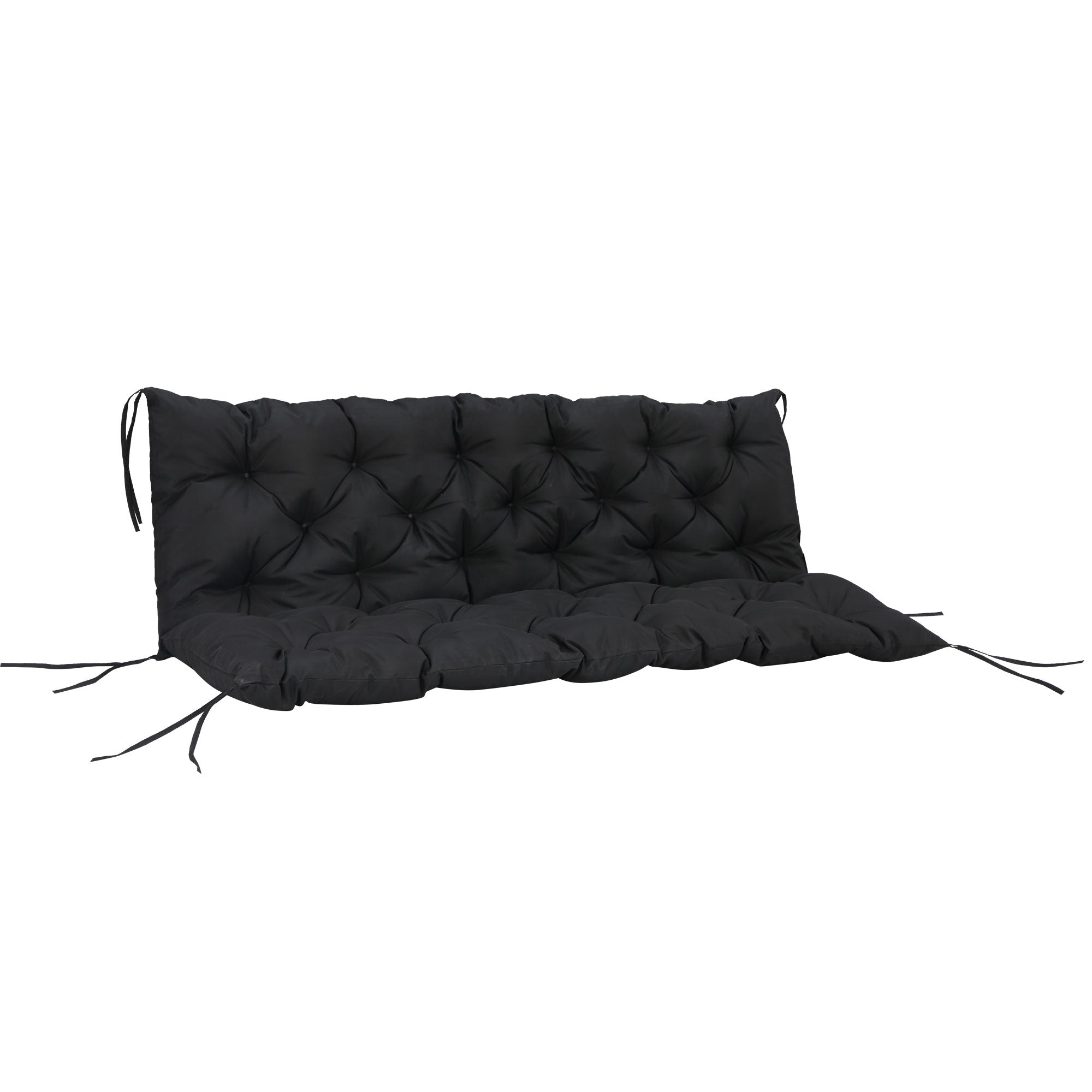 Porch Swing Cushion Garden Bench Cushion with Backrest, Non-Slip 3-Seater Soft Pad, 59.1" x 38.6", Black