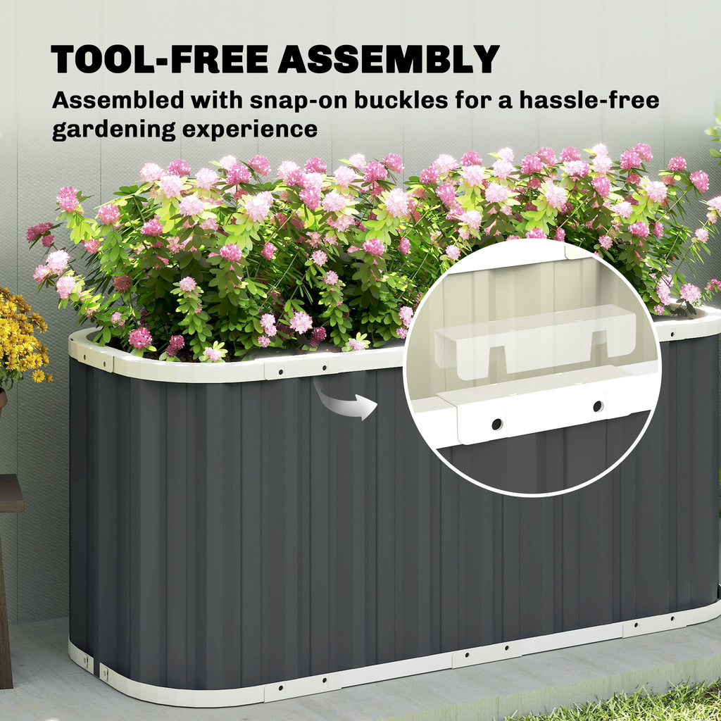 Galvanized Raised Garden Bed, Deep Root Planter Box, Outdoor Garden Bed with Plant Labels, 5' x 2' x 2', Dark Grey