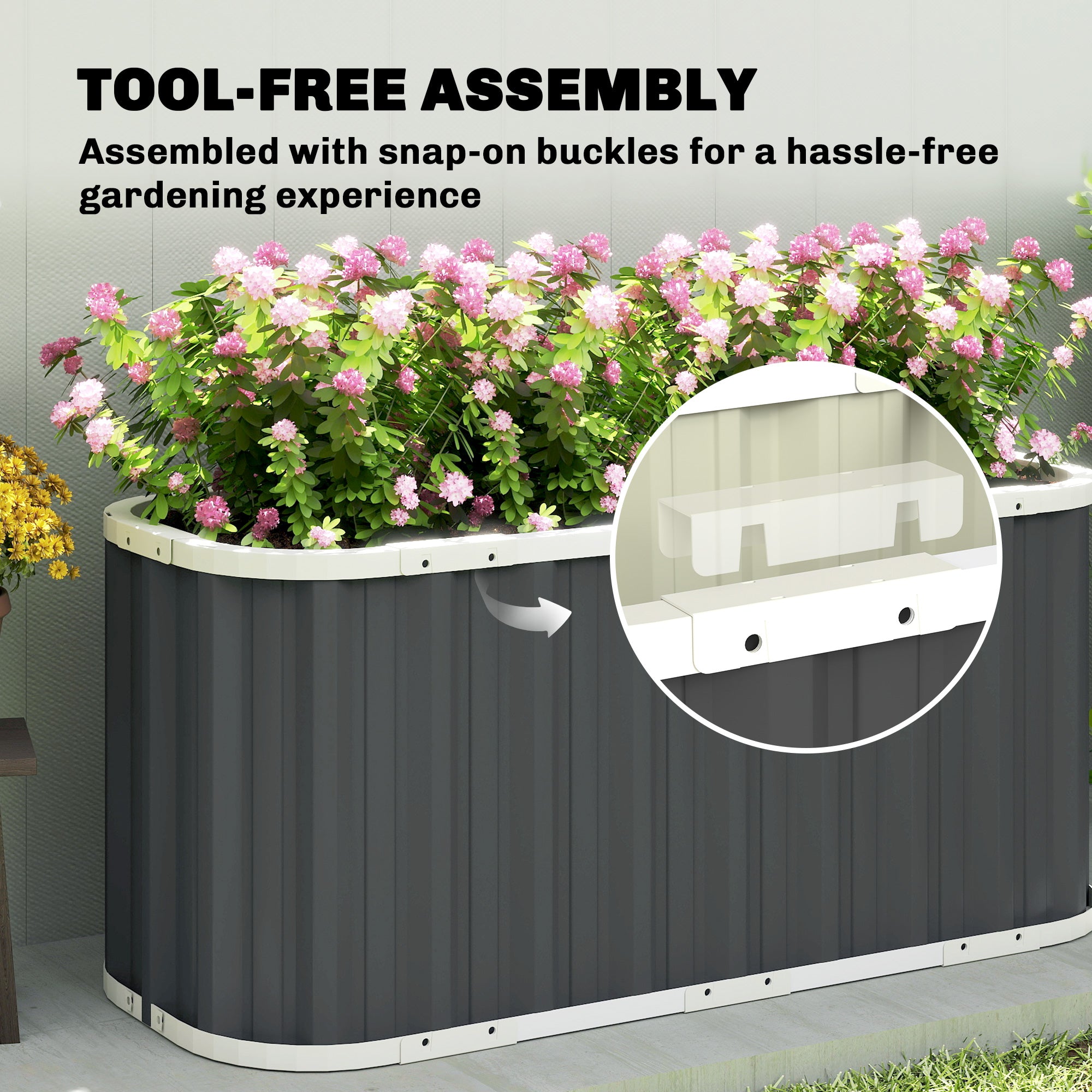 Galvanized Raised Garden Bed, Deep Root Planter Box, Outdoor Garden Bed with Plant Labels, 5' x 2' x 2', Dark Grey