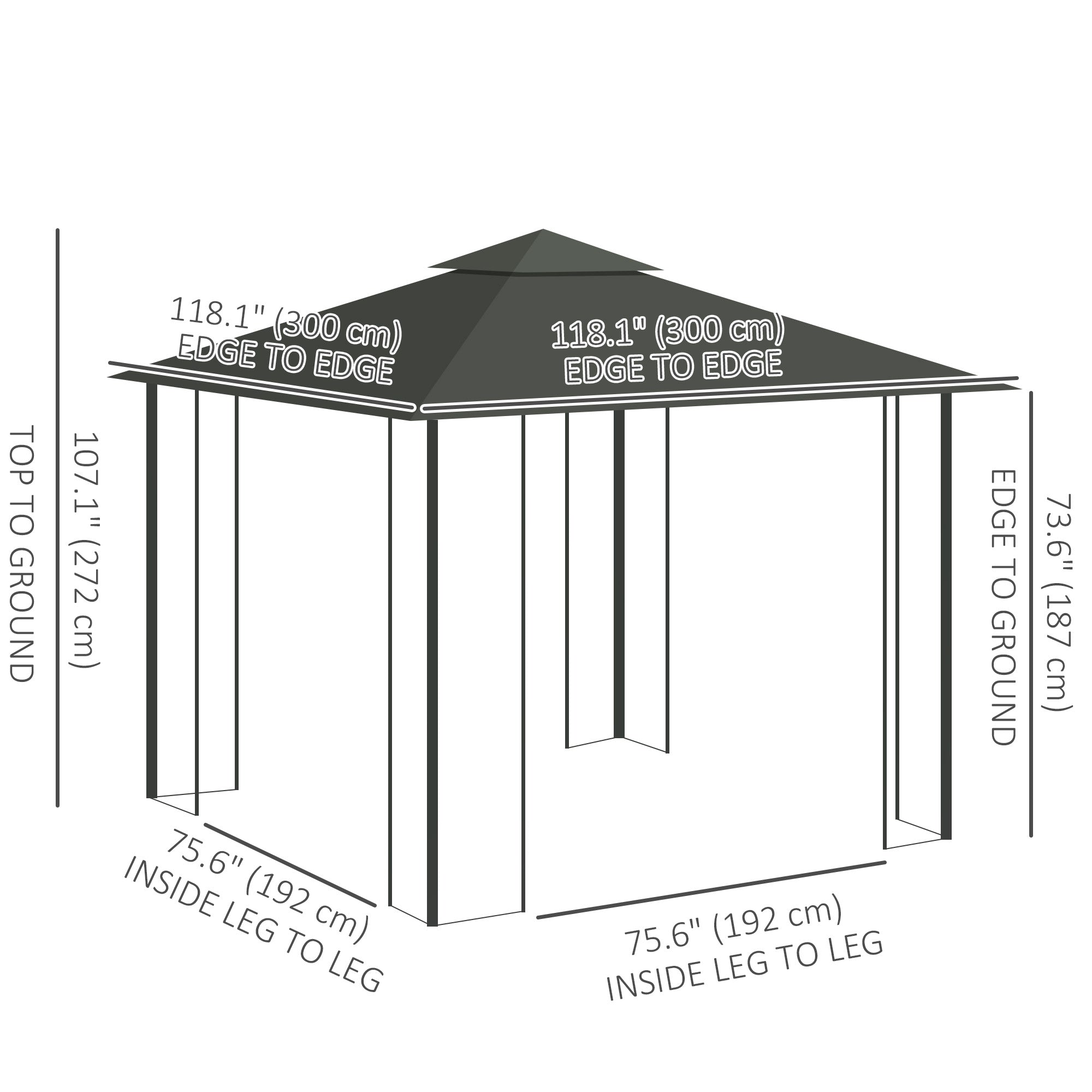 10'x10' Soft-top Steel Patio Gazebo Outdoor Sun Shelter with 2-Tier Polyester Roof, Curtain Sidewalls, Light Grey