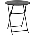 Folding Outdoor Coffee Table, 23.6" Round Patio Table with Wood-Effect HDPE Top for Balcony, Garden, Backyard, Dark Grey