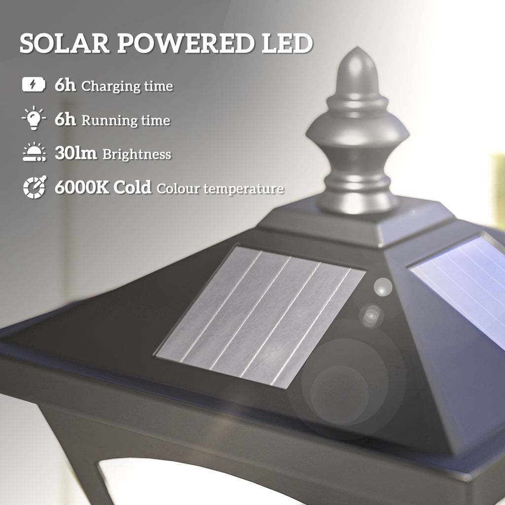 Single Solar Lamp Post Garden Solar-Powered LED Streetlight Style Outdoor Light Waterproof 5-6 Hours with Base for Lawn Pathway Walkway 47"H, Black