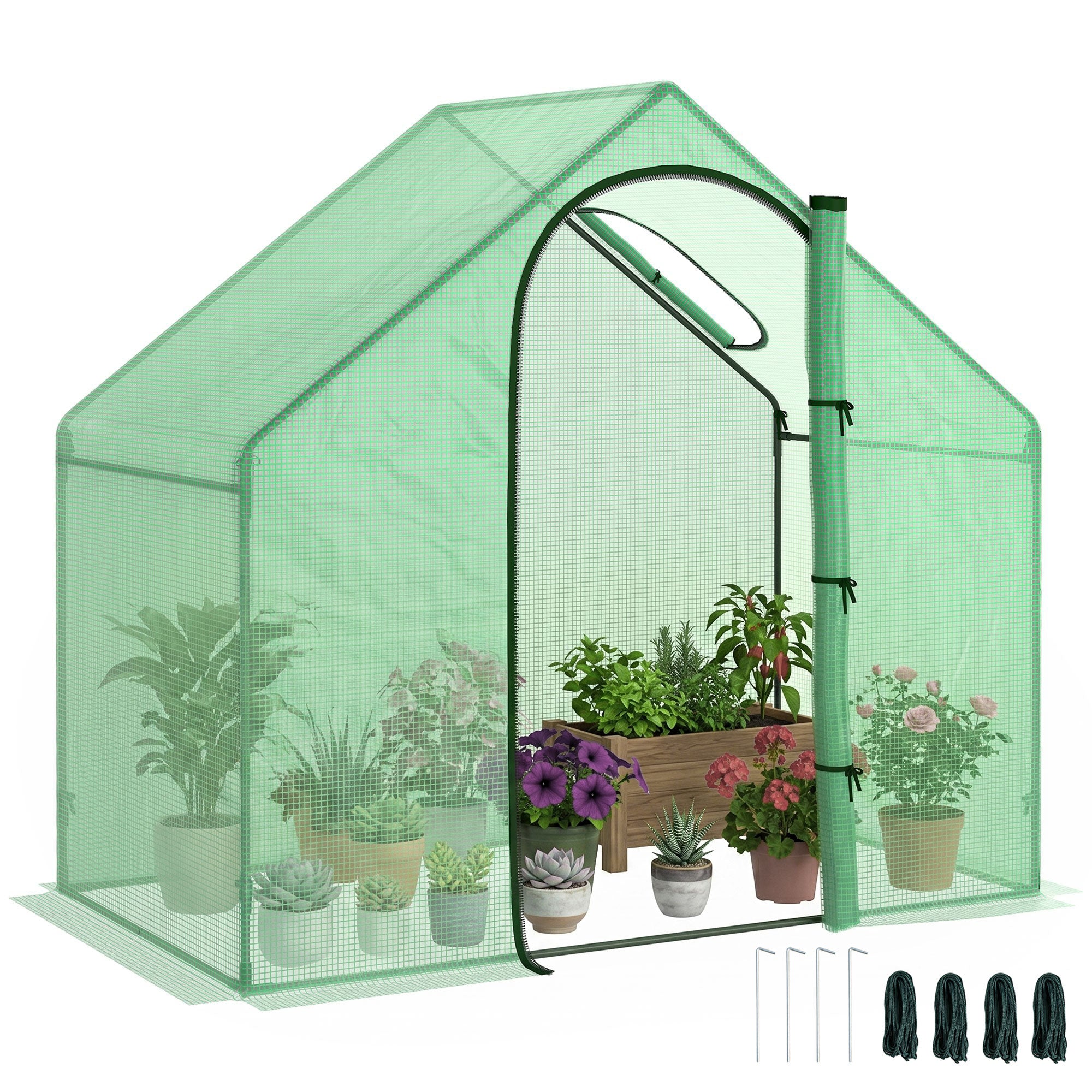 6 x 3.3 x 5.5ft Walk-in Garden Greenhouse with Door & Top Window, Portable Mini Greenhouse for Plants Flowers Herbs Tomatoes, Outdoor Hot House Growing Tent with Steel Frame & PE Cover