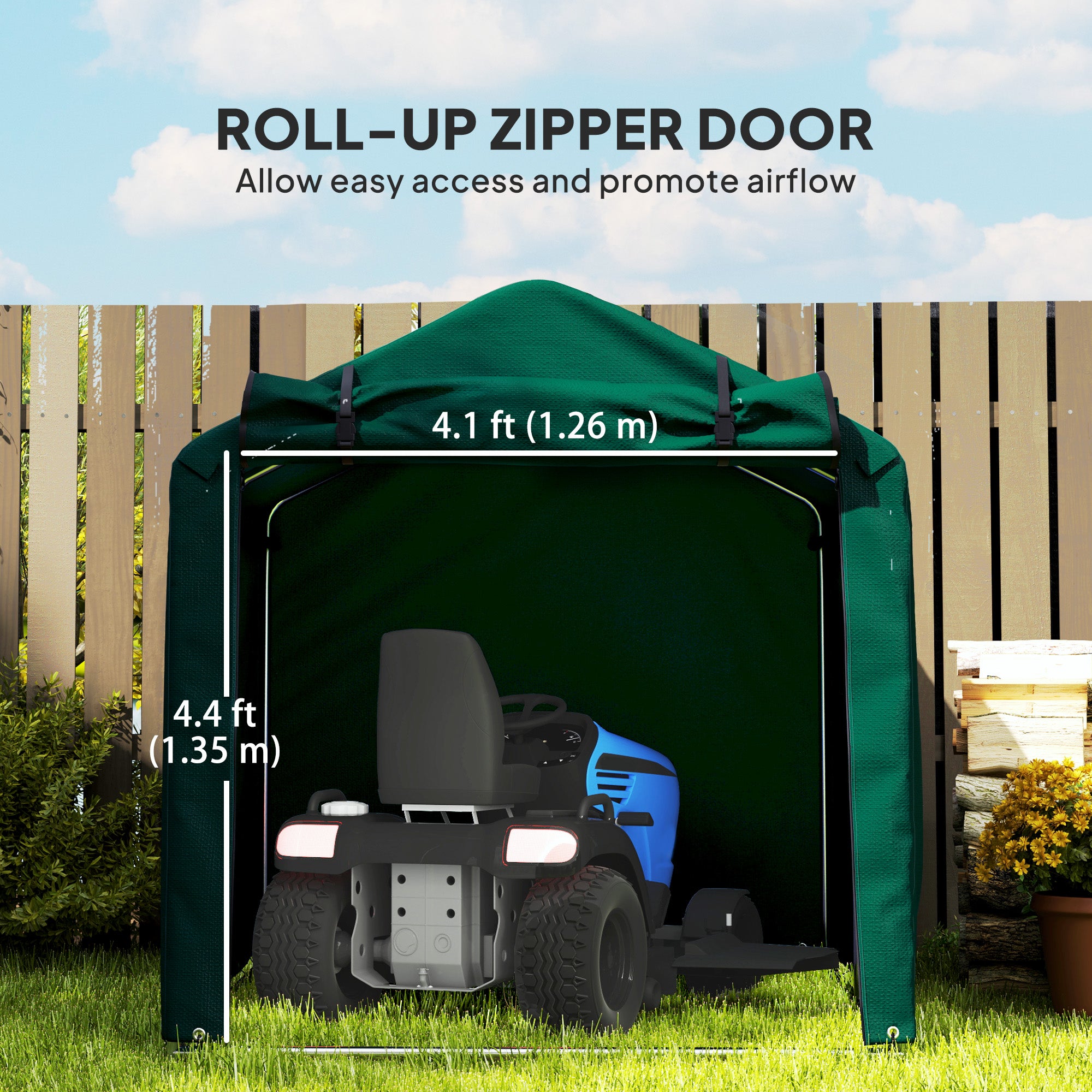 Outdoor Storage Shed, UV Resistant Bike Tent with Roll-up Zipper Door, Portable Shed for Bike, Motorcycle, Dark Green