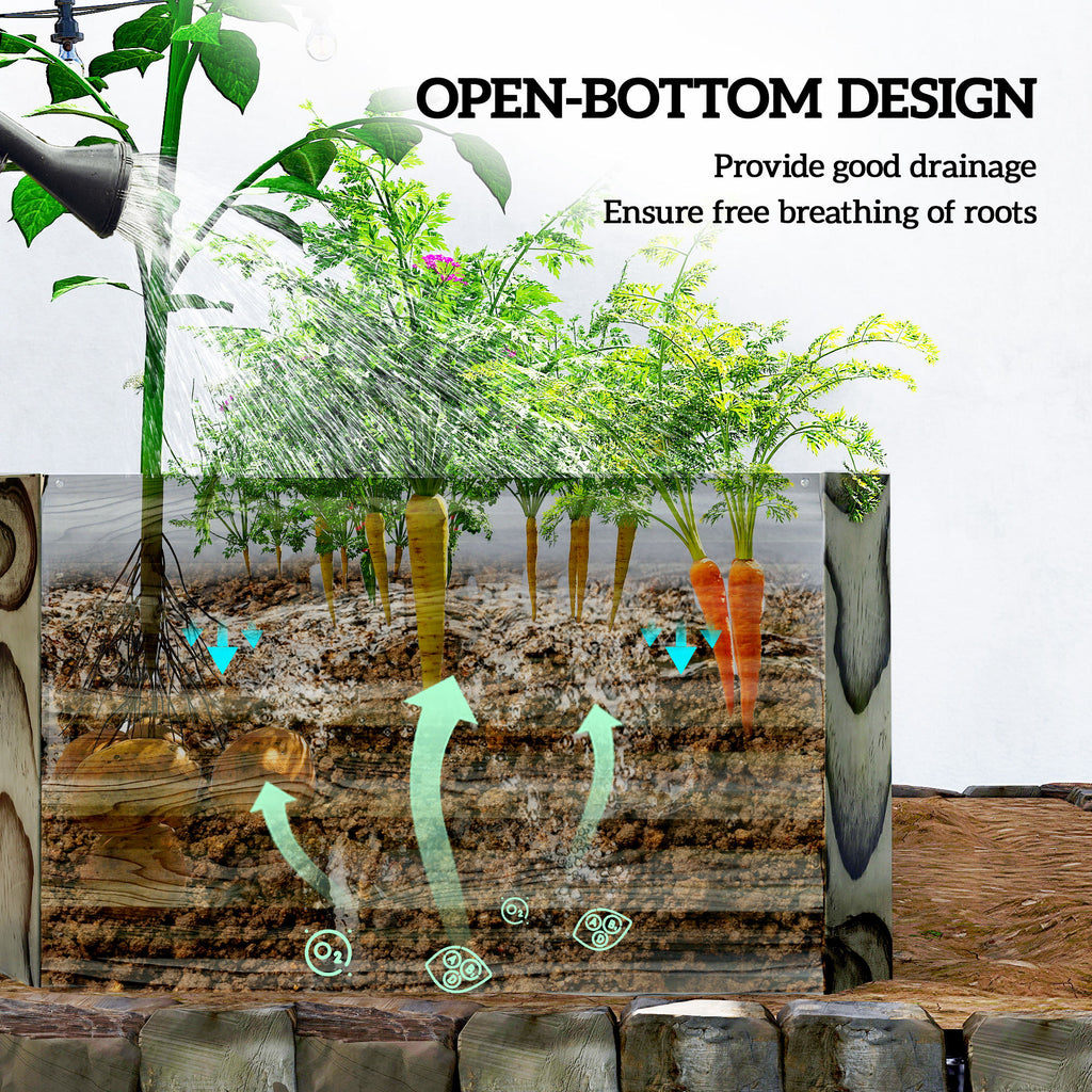 6' x 3' x 2' Raised Garden Bed, Galvanized Planter Box for Growing Flowers, Herbs and Vegetables, Light Wood Effect