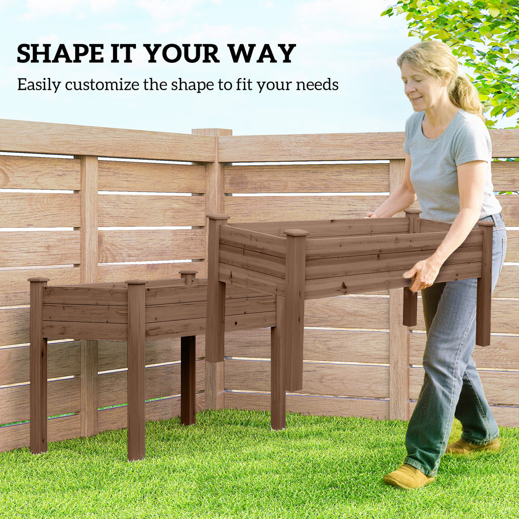 2 Tiers Raised Garden Bed, Wooden Elevated Planter Box with Legs, Gardening Planting Bed, Carbonised