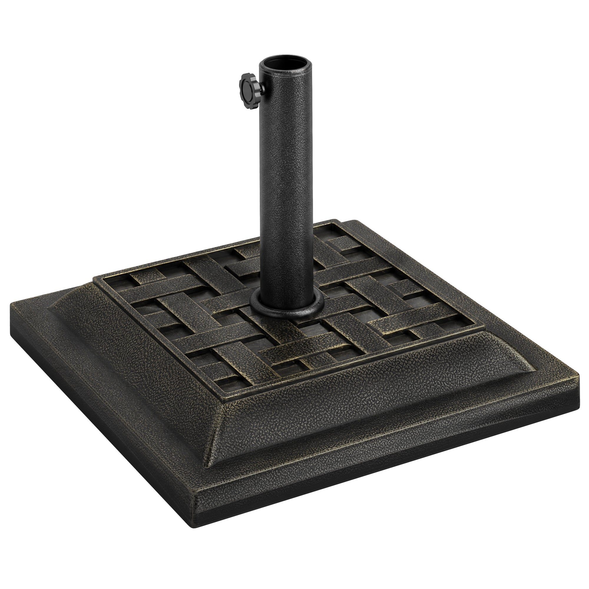 20 lbs Square Resin Patio Umbrella Stand Base Coated Pole Market Umbrella Parasol Holder Bronze