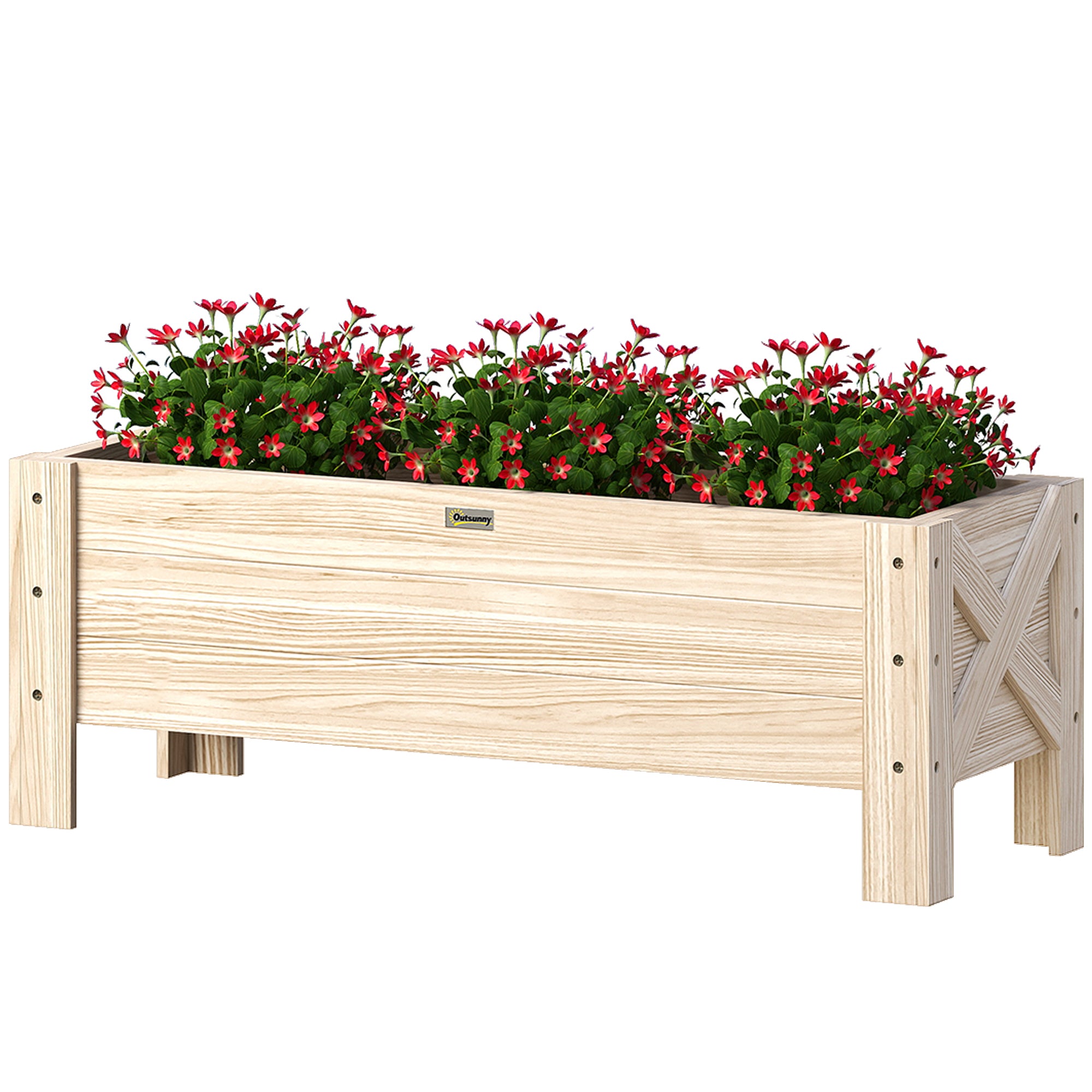 3.3 x 1.2 x 1.2 ft Garden Raised Bed Planter Grow Containers for Outdoor Patio Plant Flower Vegetable Pot, Natural