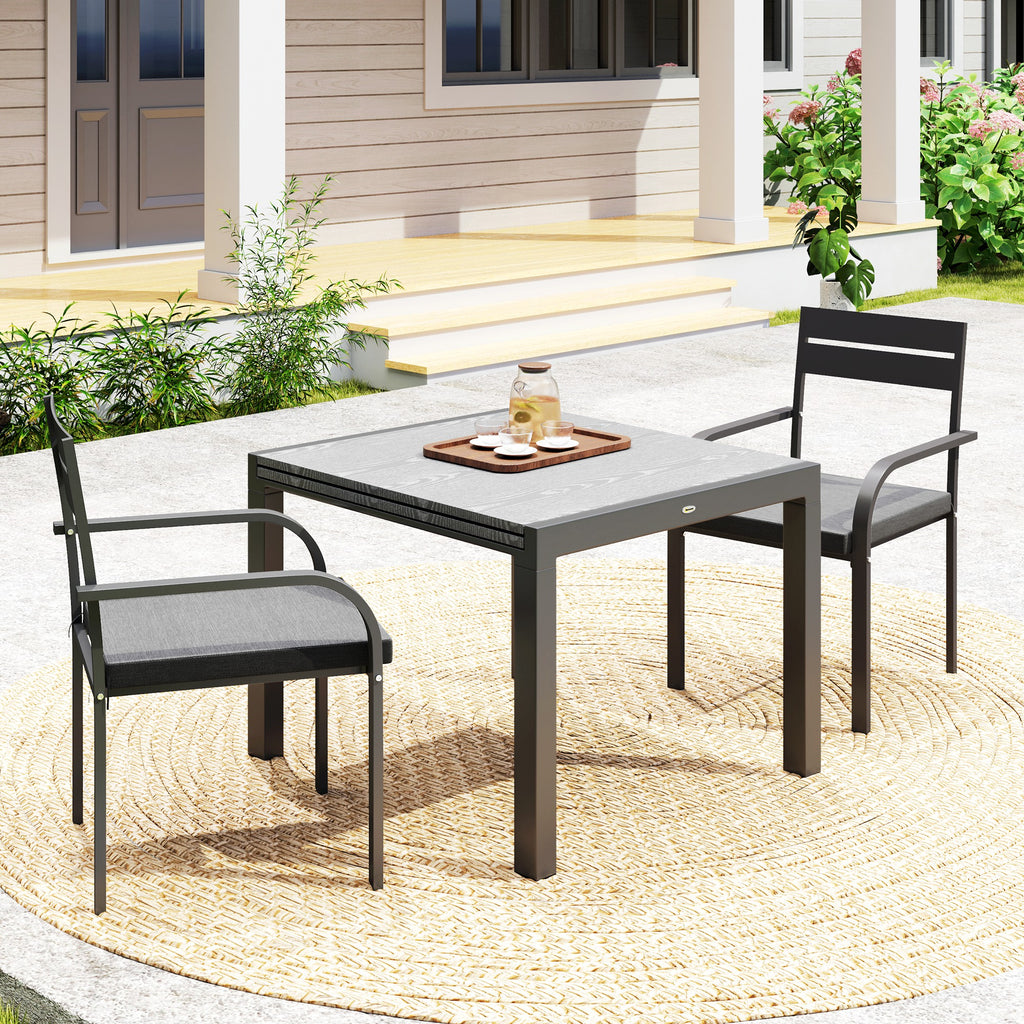 2 Piece Outdoor Dining Chairs with Aluminum Frame, Soft Cushion, for Deck, Garden, Balcony, Poolside, Grey