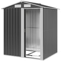 5ft x 4ft Garden Metal Storage Shed, Tool Storage Shed with Top Vents, Sliding Door, Sloped Roof and Foundation Kit for Garden, Patio, Lawn, Dark Grey