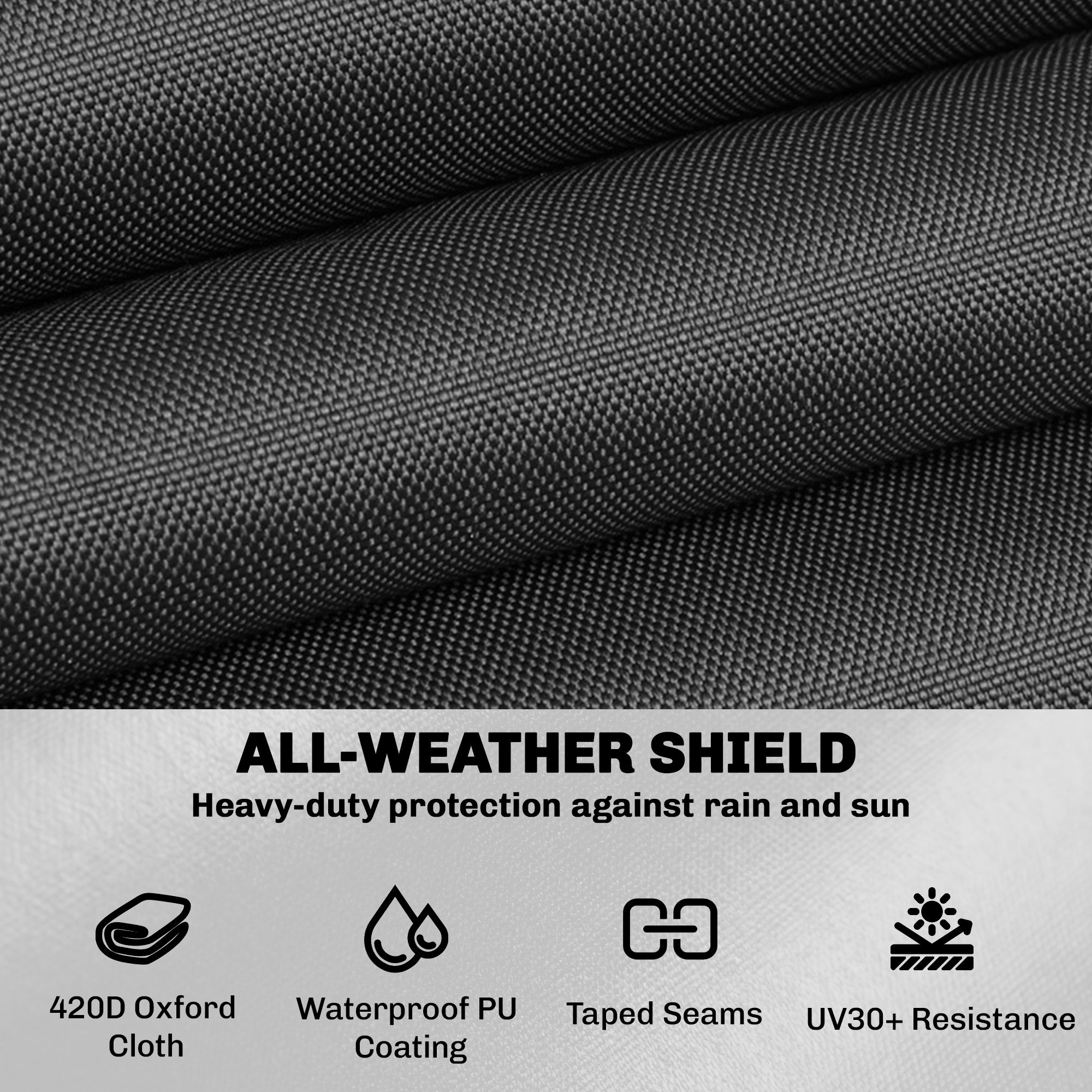 Patio Furniture Cover, Waterproof 420D Heavy Duty Outdoor Furniture Cover with Air Vents, 55.1" x 55.1" x 28.1", Black