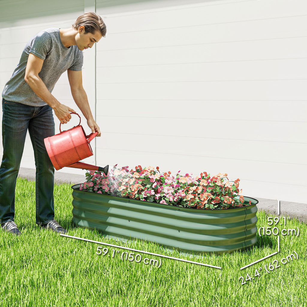 4.9 x 2 x 1ft Galvanized Raised Garden Bed Kit, Metal Planter Box with Safety Edging, Green