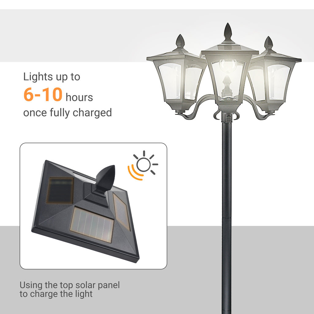 Outdoor Solar Lamp Post, Vintage Style, Dimmable, Waterproof, for Garden Lawn Pathway Walkway, Black