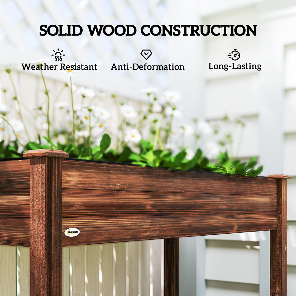48" x 22" x 30" Wooden Patio Raised Garden Bed Planter, Elevated Planter Box with Legs, Carbonized