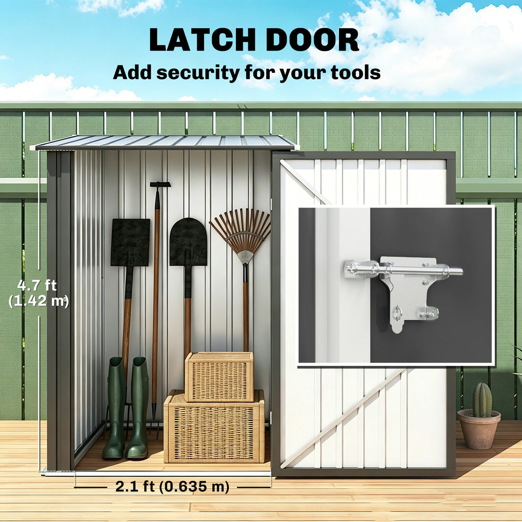 Garden Tool Storage Shed, Small Steel Shed with Lockable Door for Garden & Patio, Galvanized Steel Construction, Dark Gray