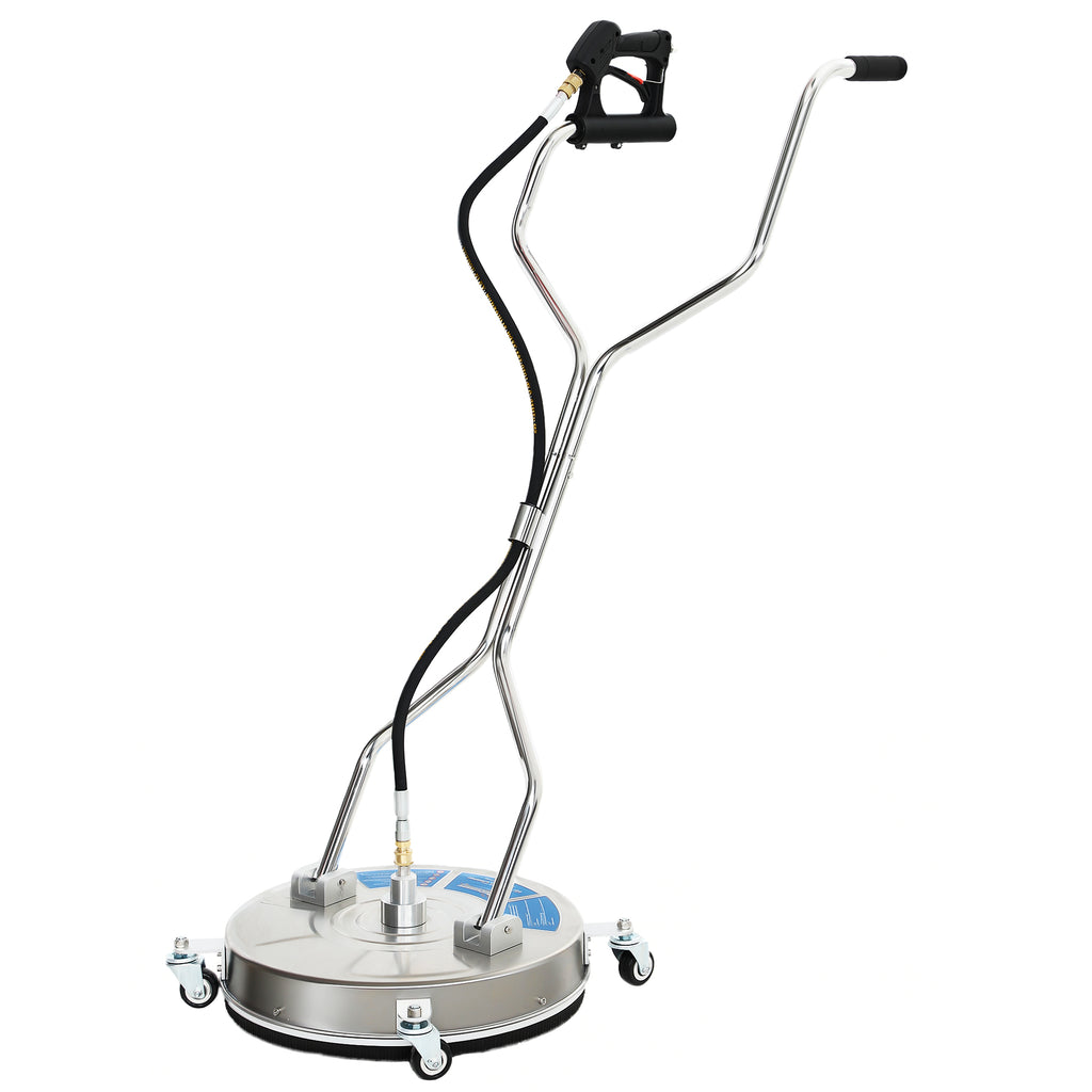 18" Pressure Washer Surface Cleaner with 4 Wheels, Stainless Steel Power Washer Surface Cleaner with 1/4" Quick Connector, 2 Handles, 3600 PSI, Silver