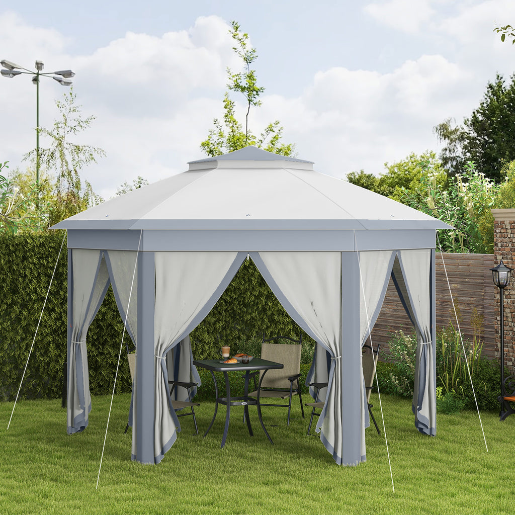 13' x 13' Pop Up Canopy Tent with Netting and Carry Bag, Instant Sun Shelter, Grey