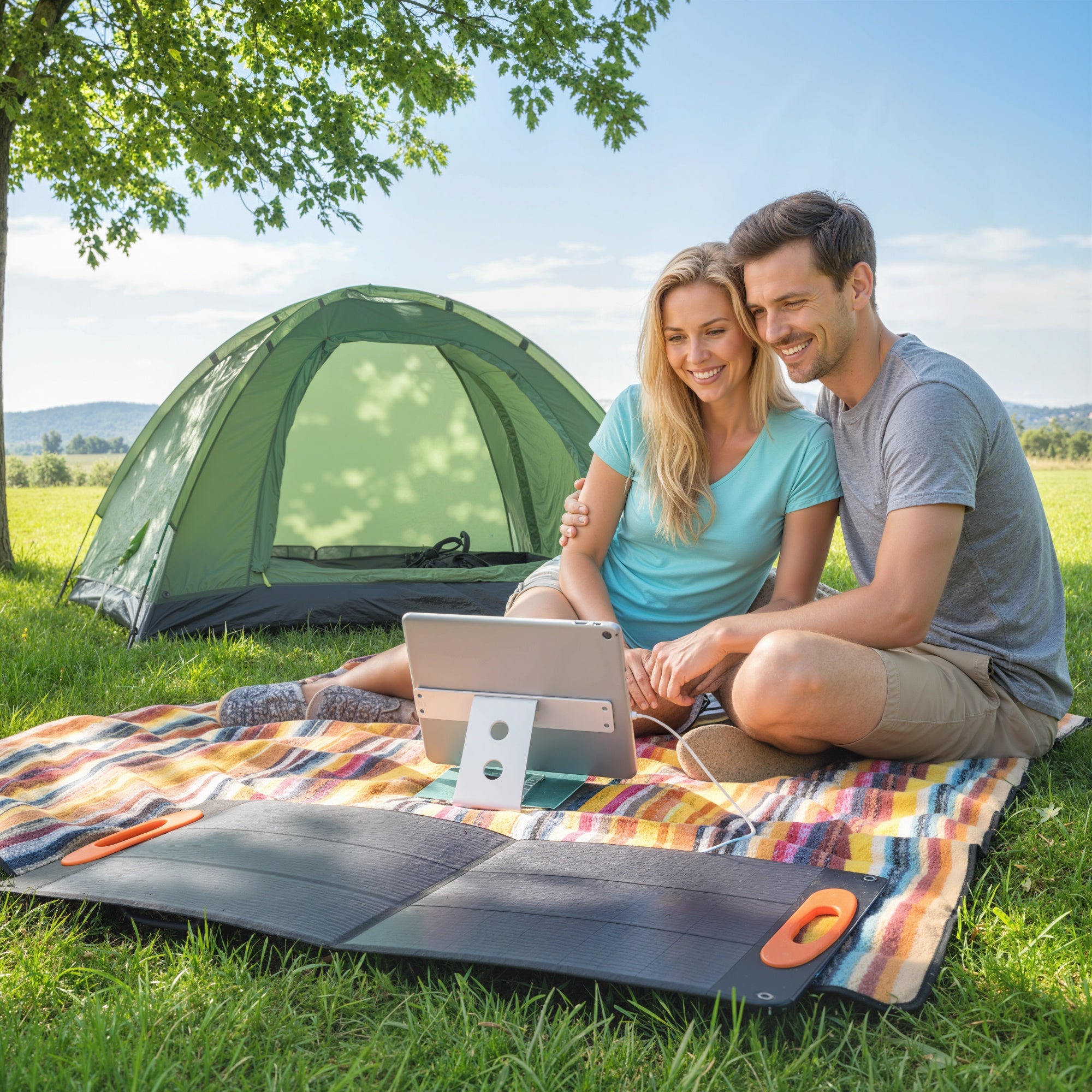 100W Portable Solar Panel, Foldable Solar Charger with USB-A & USB-C Fast Charging Output, IP67 Waterproof