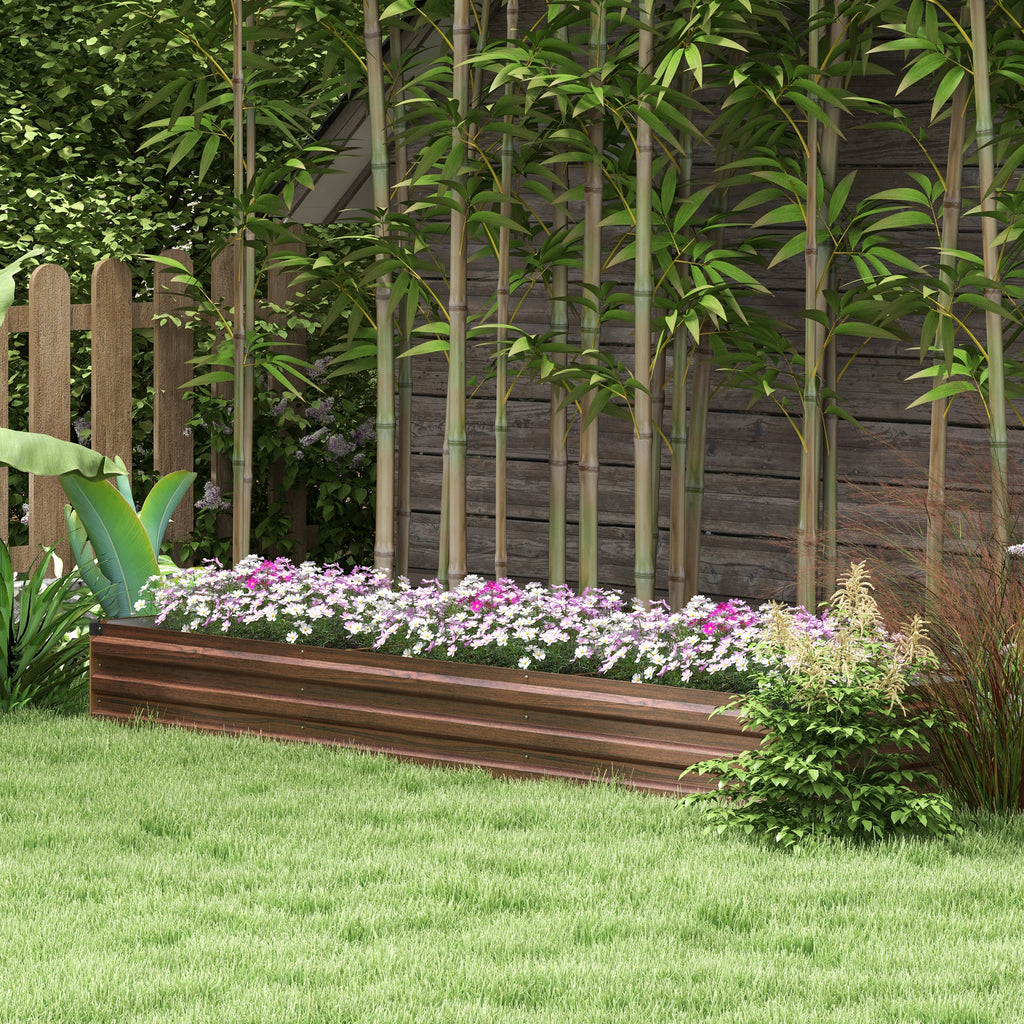 8'x2'x1' Galvanized Raised Bed, Large Elevated Planter Box for Growing Flowers, Herbs and Vegetables, Dark Brown