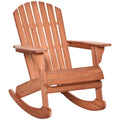 Wooden Adirondack Rocking Muskoka Chair with Slatted Wooden Design, Fanned Back and Classic Rustic Style, Teak