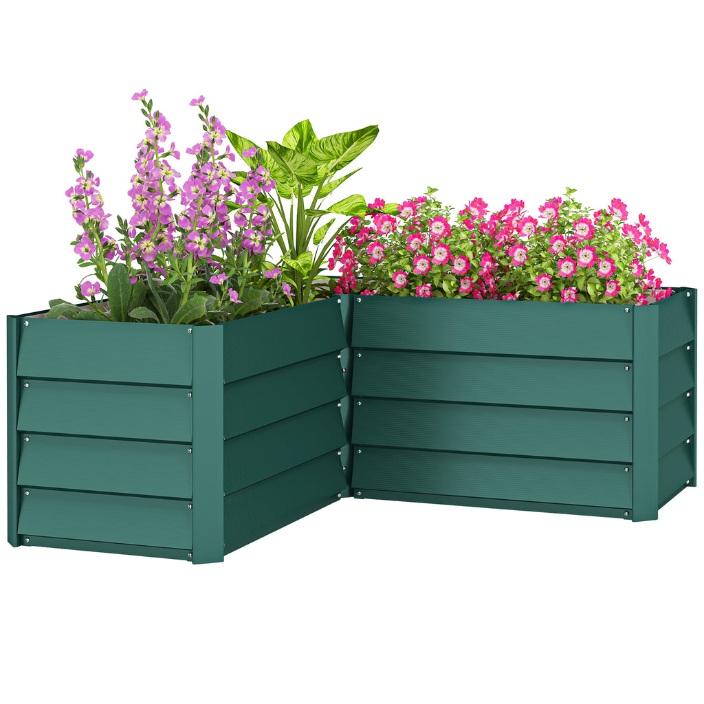 45" x 45" x 17" L-Shaped Galvanized Steel Raised Garden Bed for Vegetables, Flowers, Herbs, Green
