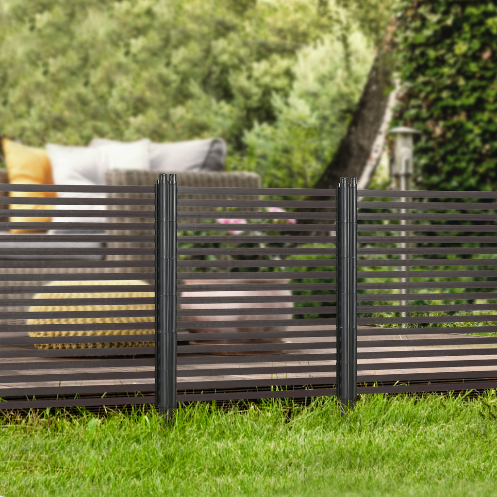 4 FT Outdoor Privacy Screen with 2 Standing Ways for Hard & Soft Ground, Decorative Outdoor Divider, Metal Animal Barrier for Garden, Backyard, Deck, Brown