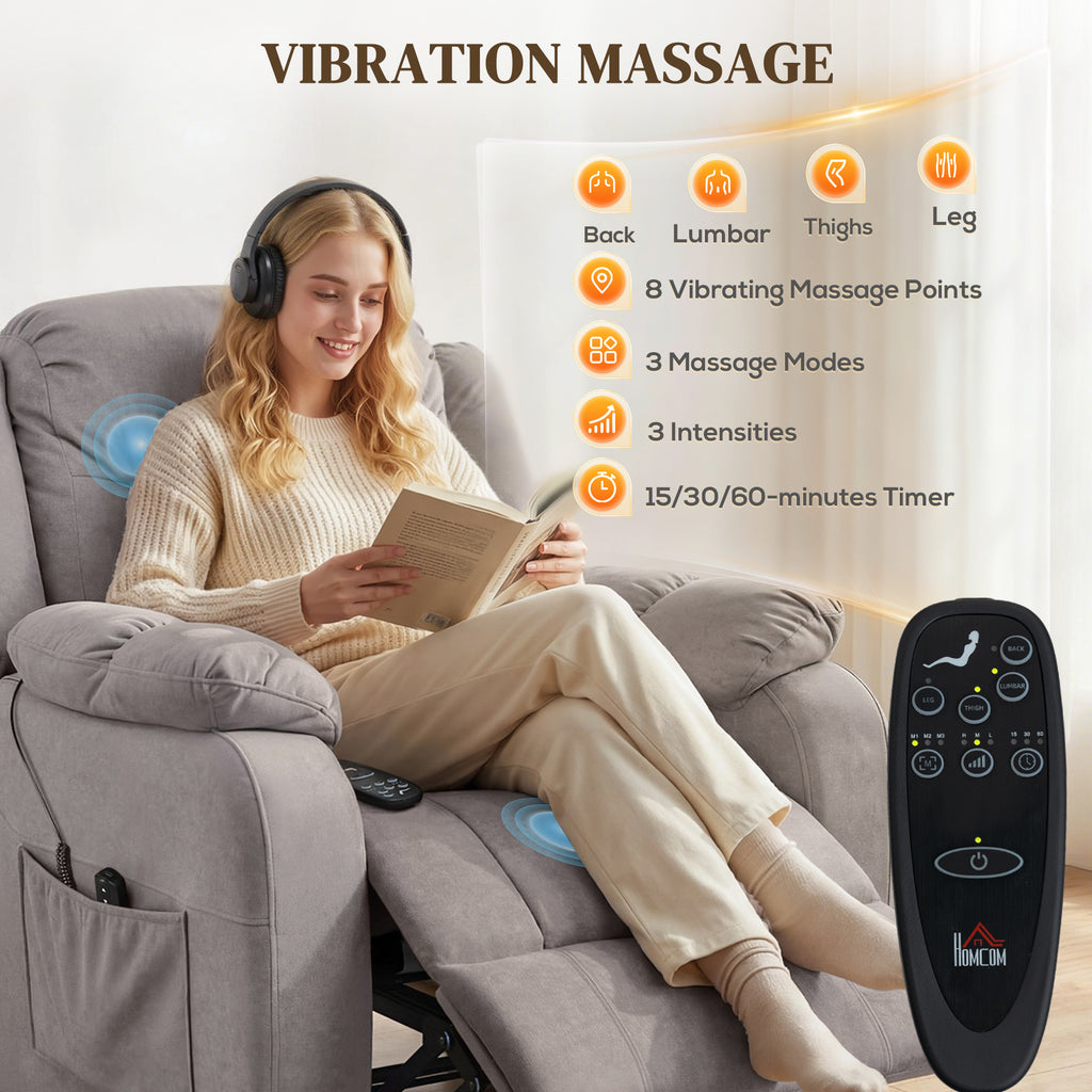 Massage Recliner Chair with Quiet Brushless Motor Pet-Friendly Fabric Power Recliner with 2 Memory Positions Brown