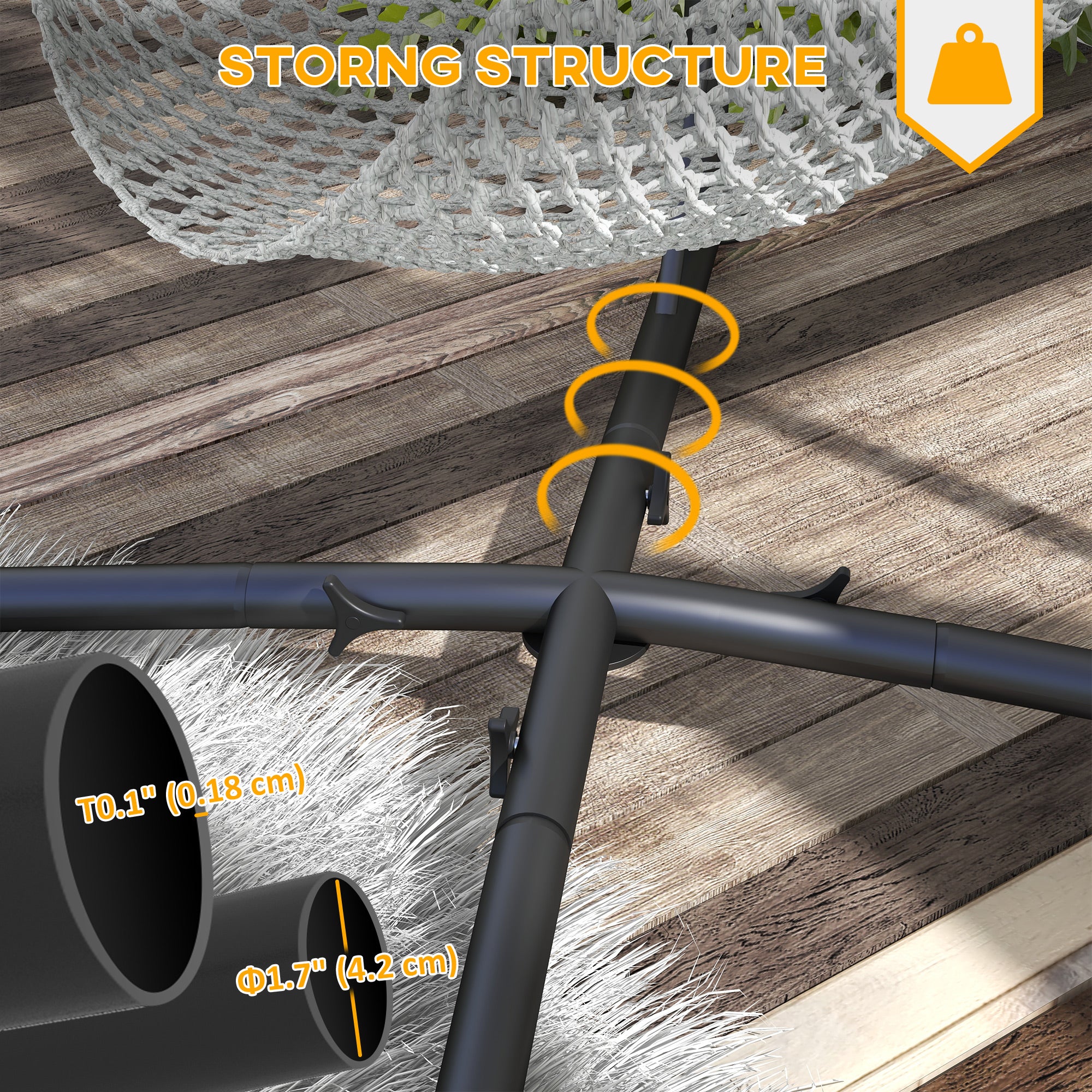 Hammock Chair Stand, Hanging Heavy Duty Steel Frame Hammock Stand Only with Chain for Indoor & Outdoor Use, Black