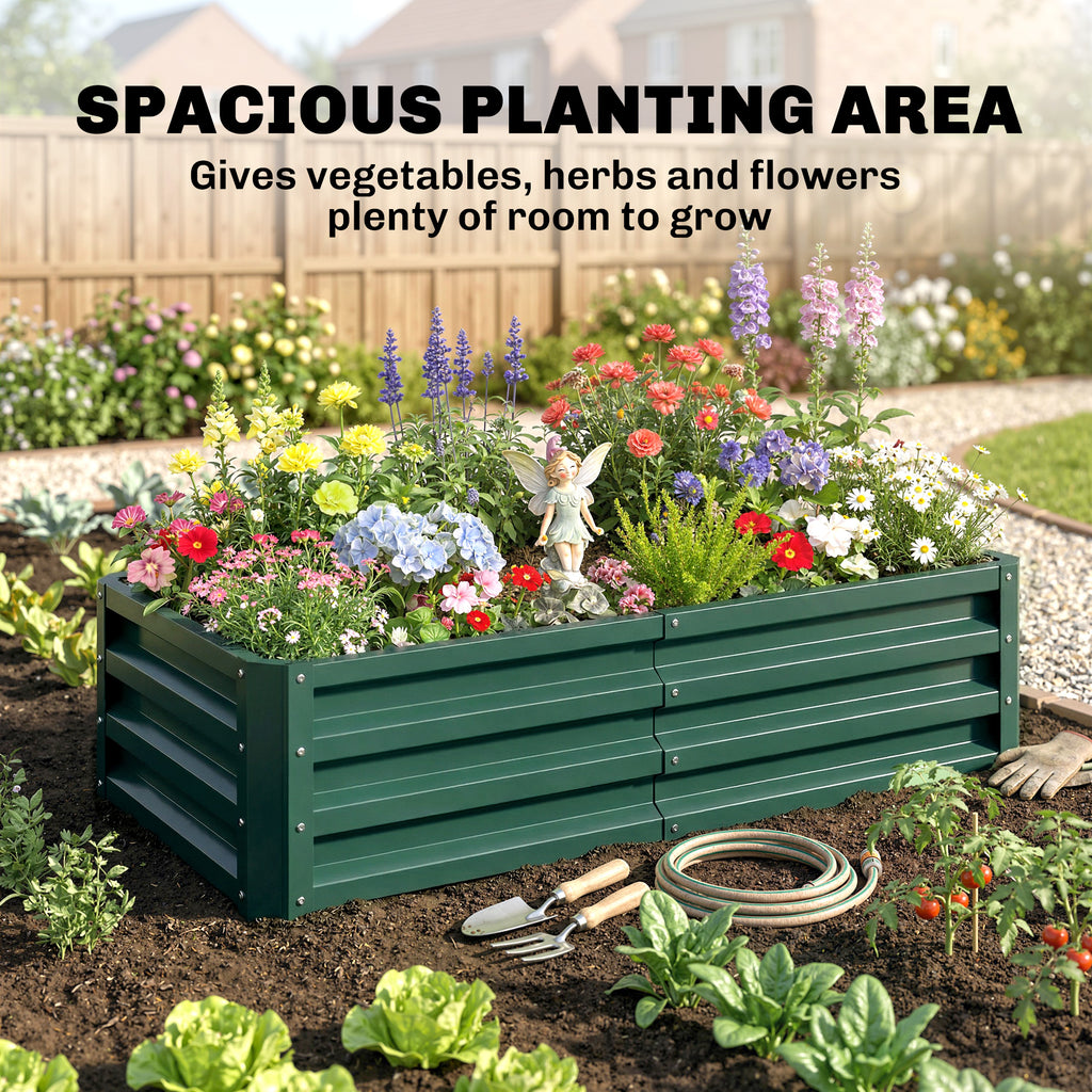 Galvanized Raised Garden Bed, Outdoor Planter Box for Vegetables, Flowers, Herbs, 4' x 2' x 1', Dark Green
