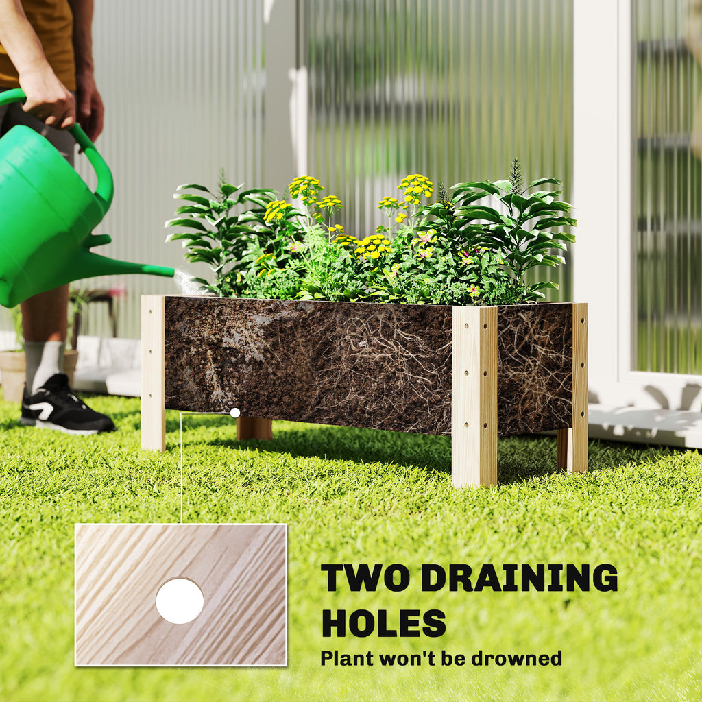 3.3 x 1.2 x 1.2 ft Garden Raised Bed Planter Grow Containers for Outdoor Patio Plant Flower Vegetable Pot, Natural