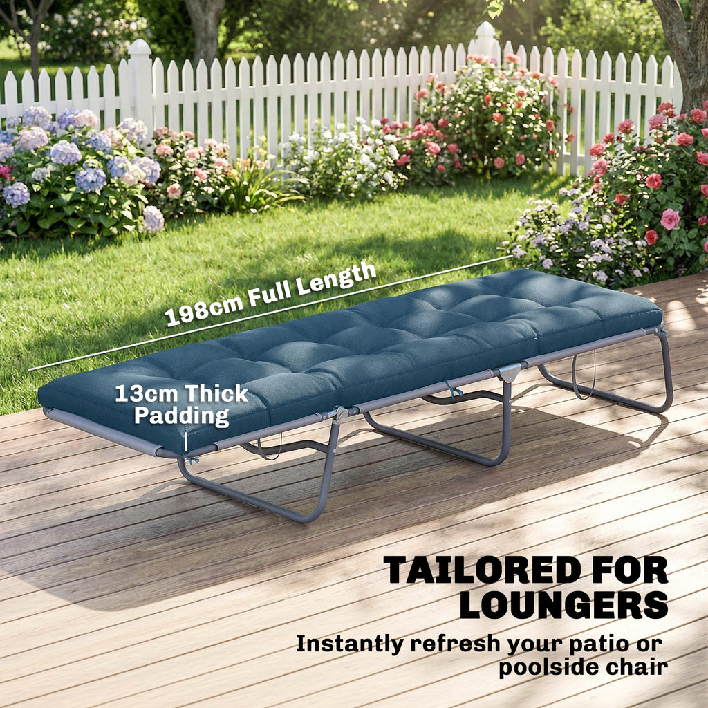 Patio Lounge Chair Cushion, UV50+ Chaise Lounge Chair Cushion with Securing Straps for Patio, 78 x 25.6 inch, Blue