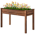 48" x 22" x 30" Wooden Patio Raised Garden Bed Planter, Elevated Planter Box with Legs, Carbonized