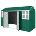 12' x 5.5' Metal Garden Storage Shed, Outdoor Tool Storage House with Lockable Door, Vents, Sloped Roof, Green