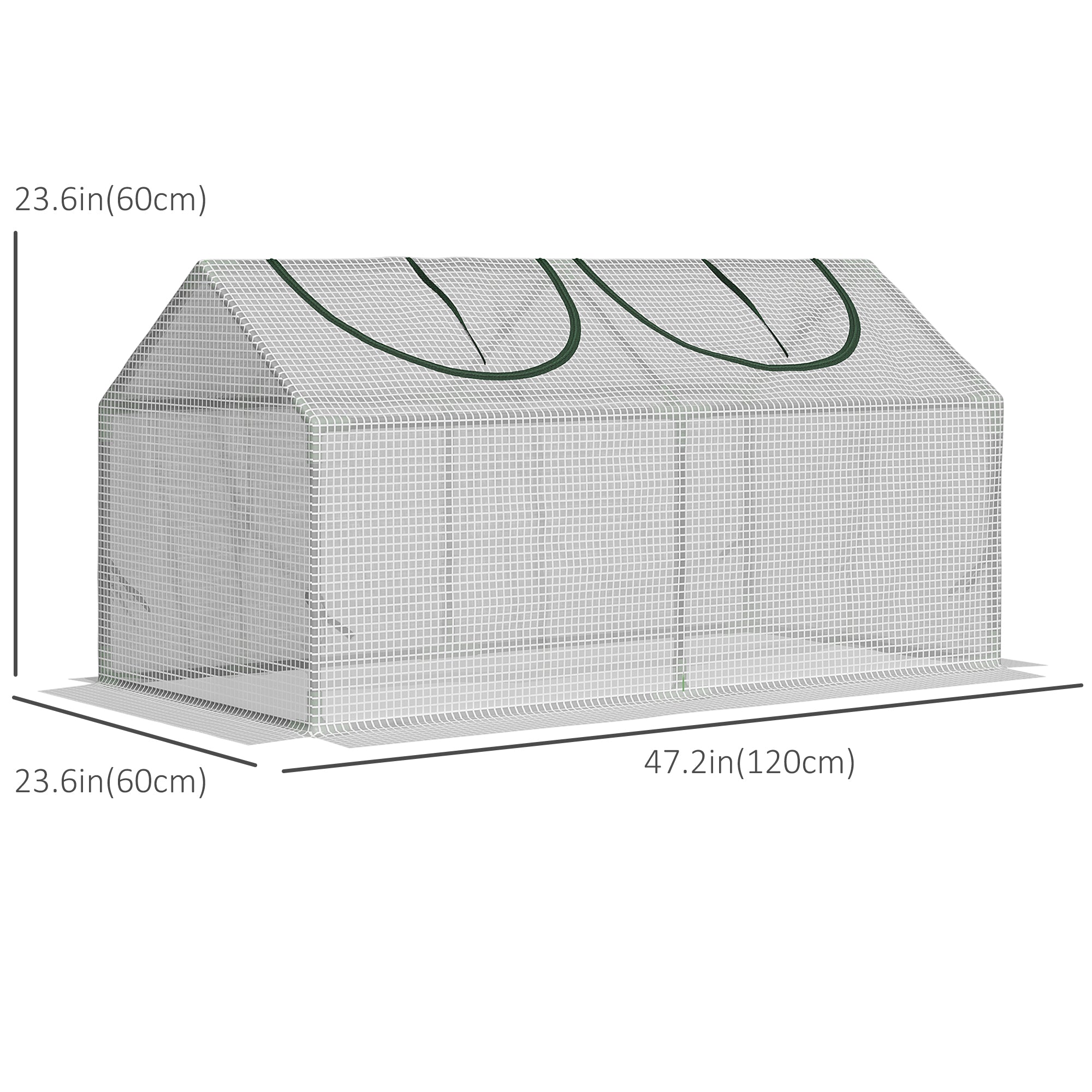 47" x 24" x 24" Portable Mini Tunnel Greenhouse Garden Planting Outdoor Flower Warm House Box with 2 Windows Steel Frame PE Cover, White