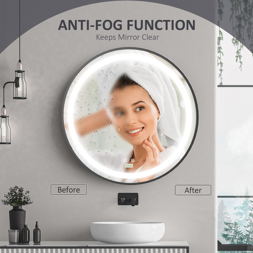 LED Bathroom Mirror for Vanity, Dimmable Lighted Anti Fog Wall Mirror with 3 Temperature Colors, Plug-in, 28 Inch